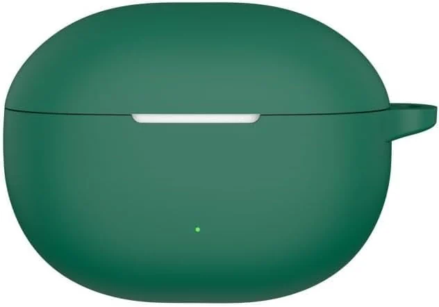 DL3 Mobilak Silicone Earbuds Case for Honor LCHSE X7i, Shock-absorbing protection, Includes a carabiner, Visible front LED - Green