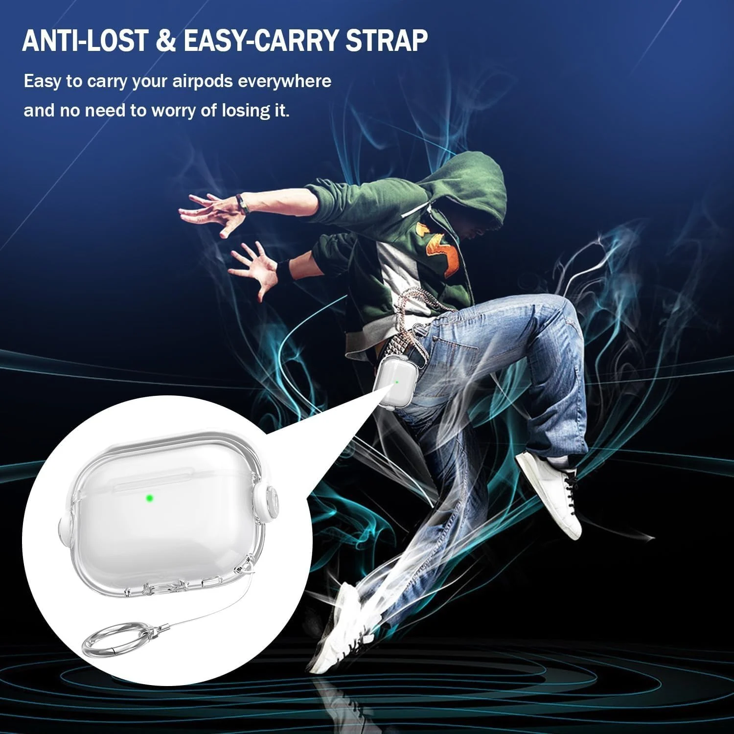 DL3 Mobilak Protective Case for AirPods 3 [With Closure Lid] [Front LED Visible] [With Wrist Strap] Skin Case Compatible with Airpod 3rd Generation 2021 - Clear White