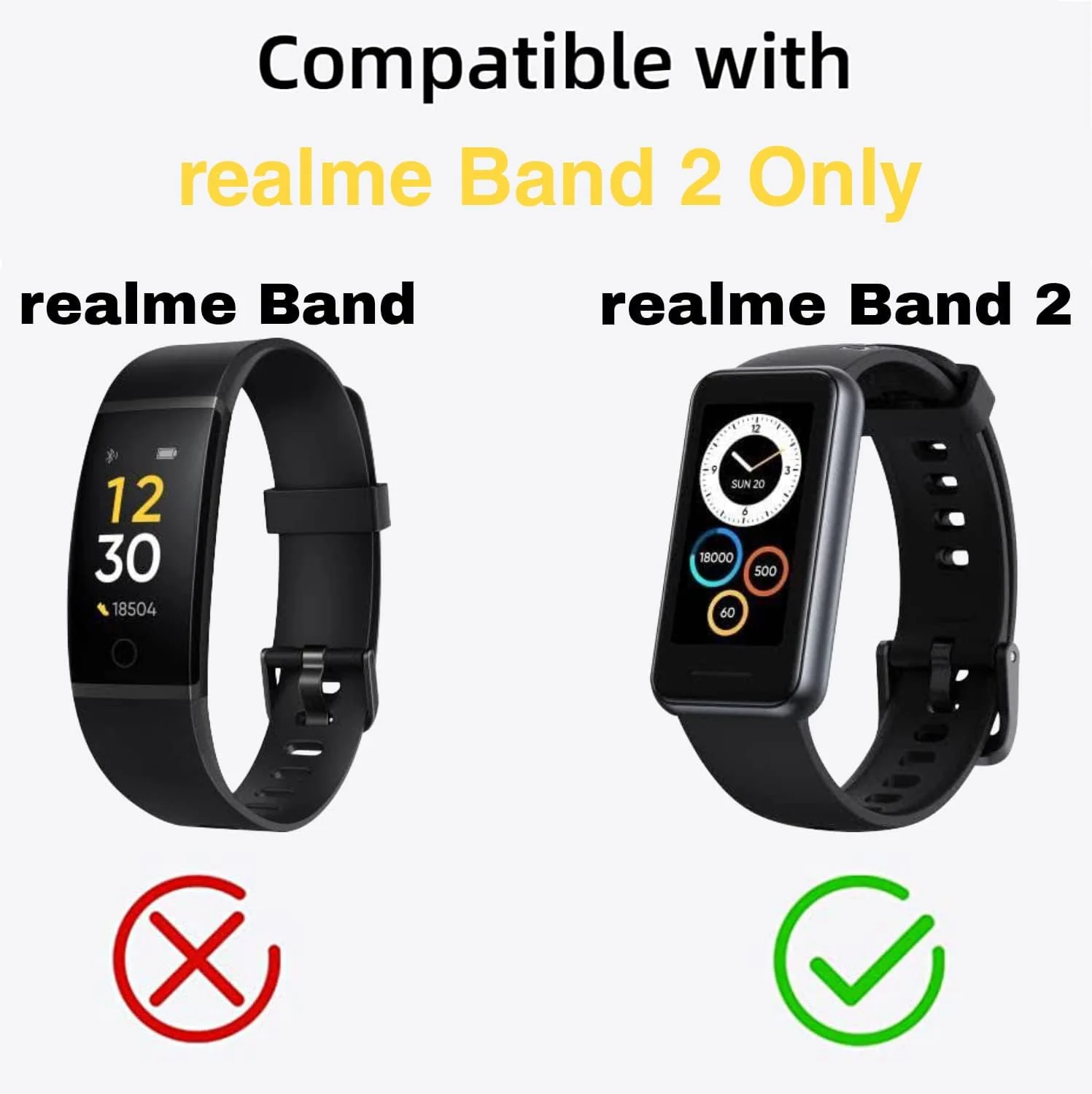 DL3 Mobilak Silicone Strap for realme Band 2, [Breathable] Soft Silicone Replacement Strap for Men and Women, Pin Buckle Design, for realme Band2 - White