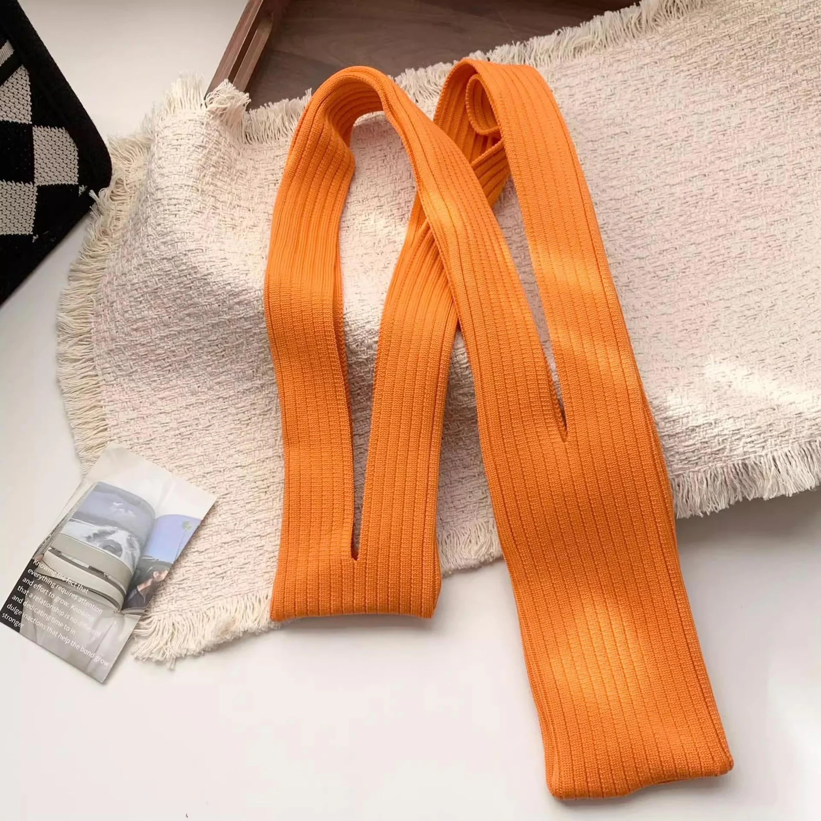 DL3 Mobilak Phone Pocket Lanyard Crossbody Strap 80cm, Universal Stretch Knit Mobile Holder Pouch, Hands-Free Shoulder Phone Bag for iPhone & All Smartphones, Lightweight Minimalist Design - Orange