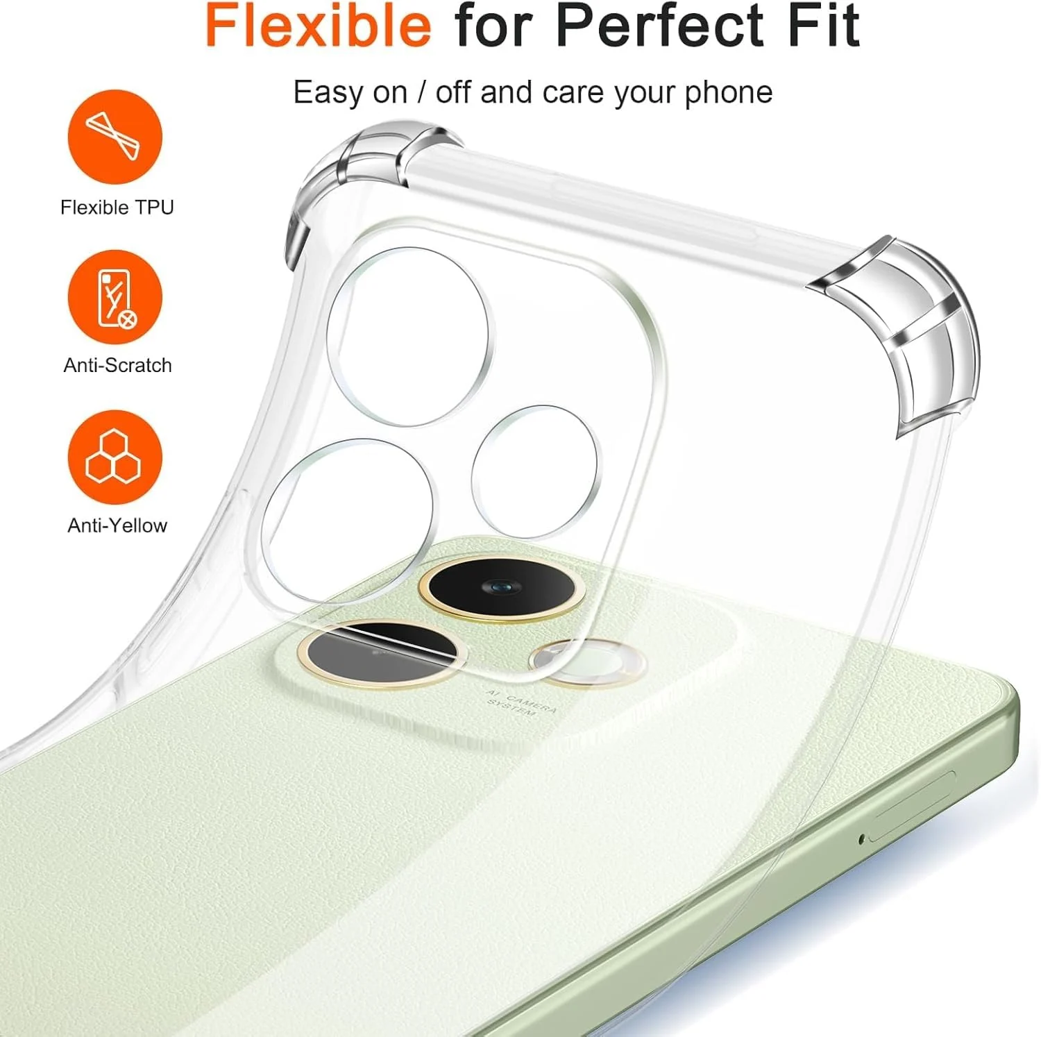DL3 Mobilak Case Compatible with OPPO A5 Pro 4G / OPPO A5 Pro 5G, Cover Silicone Transparent TPU Gorilla Anti-shock Protector Camera Shockproof Corners - Clear