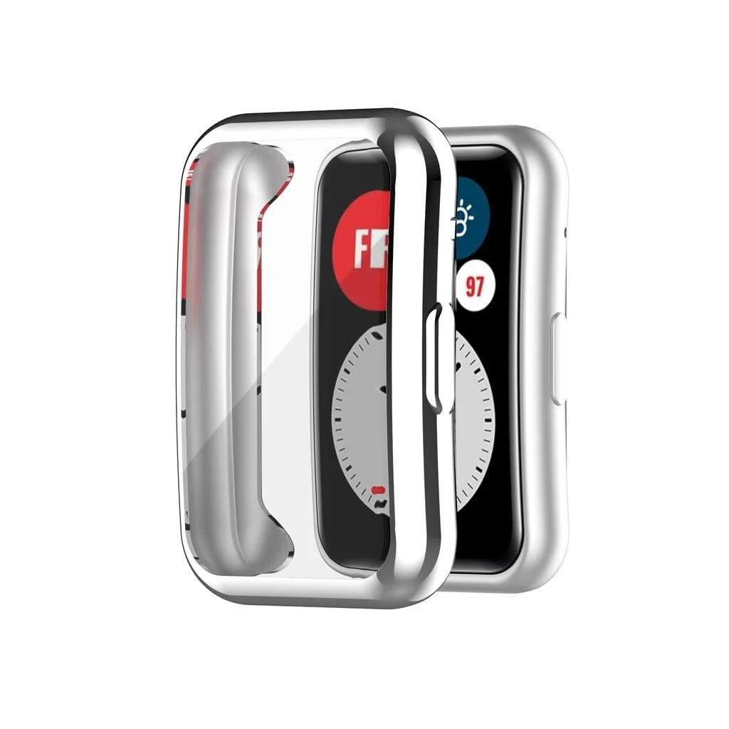 DL3 Mobilak Case Compatible withHuawei Watch Fit Case All-Around Screen Protector Watch Soft TPU Shockproof Cover Slim Guard Thin Bumper Shell Protector - Silver