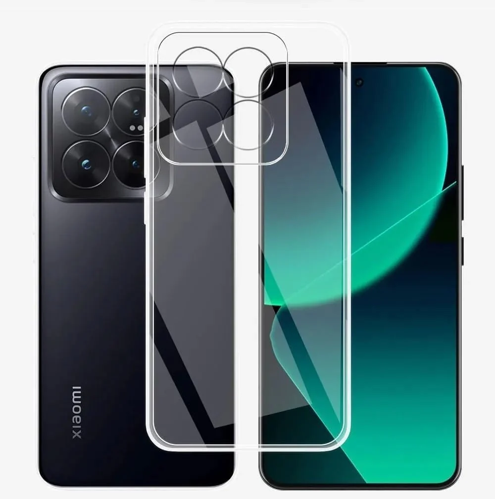 DL3 Mobilak Case Compatible with Xiaomi 14 Pro Case Crystal Soft TPU Gel Case Flexible Silicone Anti-Scratch Camera Protection TPU Cover - Clear