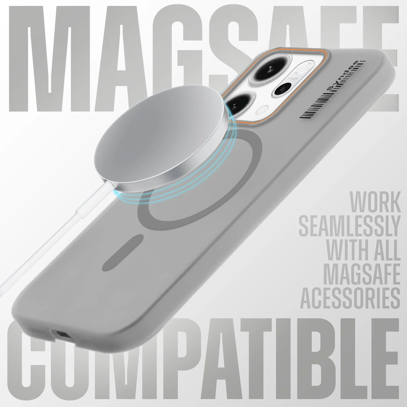 DL3 Mobilak Matte MagSafe-Compatible Magnetic Case for OPPO Reno 14 Pro 5G with Camera Protection and Ring Holder - Gray