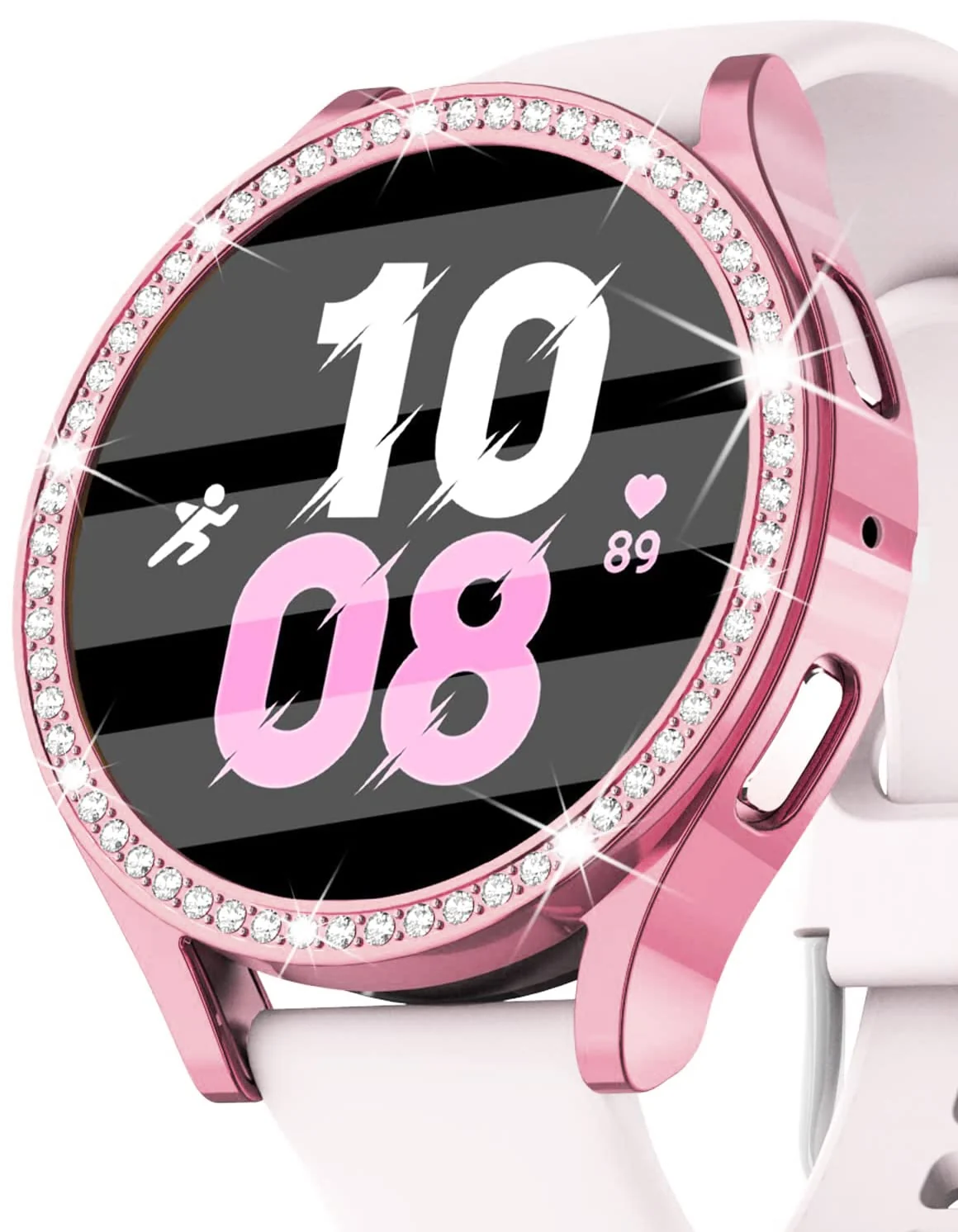 DL3 Mobilak Bumper Diamond Case Compatible with Samsung Galaxy Watch 5 44MM / Galaxy Watch 4 44mm, Bling Crystal Diamonds PC Plastic Protector Case Cover Frame For Galaxy Watch 4/5 44 MM