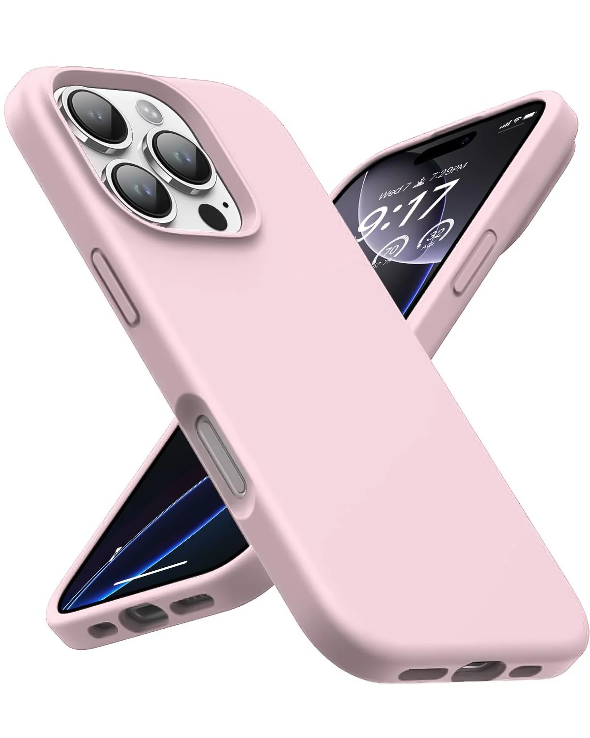 DL3 Mobilak Liquid Silicone Protective Case with Soft Microfiber Lining for iPhone 16 Pro Max - Chalk Pink