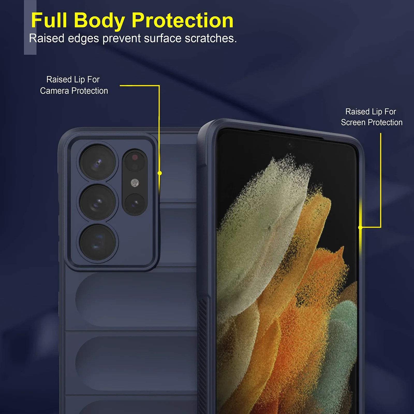 DL3 Mobilak Silicone Case for Samsung Galaxy S21 Ultra Heavy Duty Protective [Slim Fit] Shockproof Soft Flexible Protective Design Shock-Absorption TPU Cover With Camera Protection - Blue