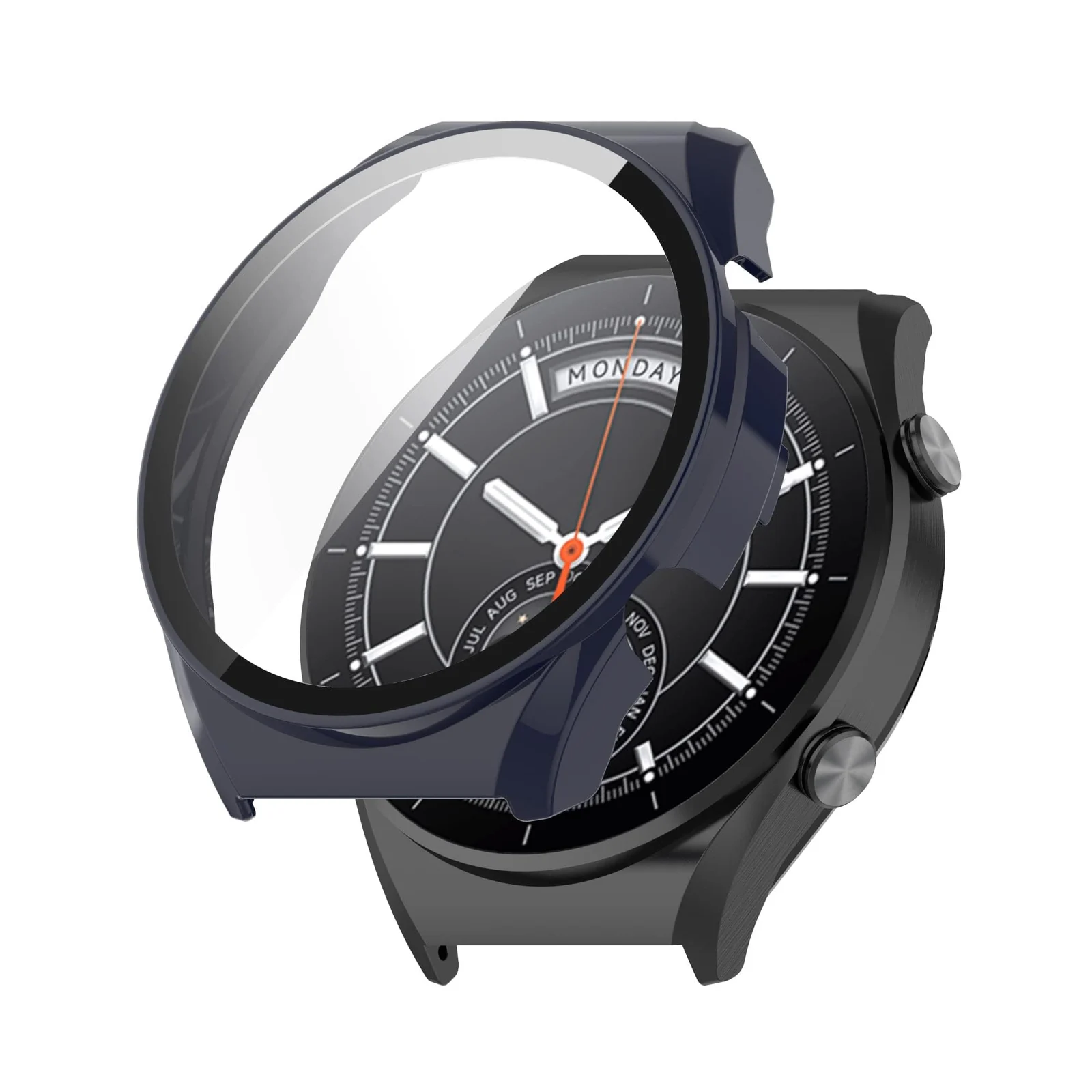 DL3 Mobilak Case with Screen Protector for Xiaomi Watch S1, Bumper Full Coverage Hard PC Overall Protective Cover, Built-in Tempered Glass Film High Sensitivity For Xiaomi Watch S1