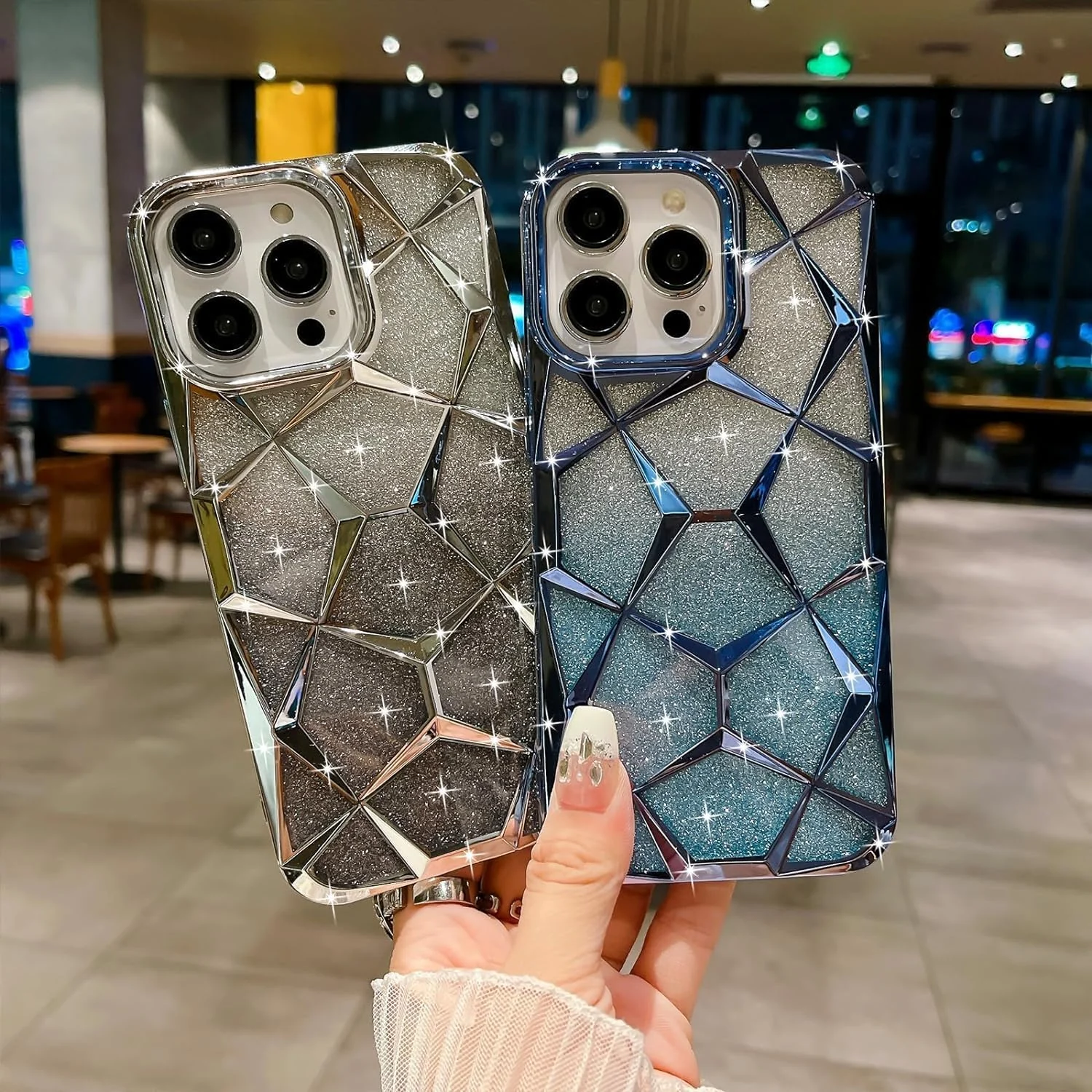 DL3 Mobilak Compatible with OPPO A9 2020 / OPPO A5 2020 Case Plating Bling Gradient Glitter Clear Cover Soft TPU Silicone Cute Camera Protection Shockproof Back for Women Girls Case - Silver