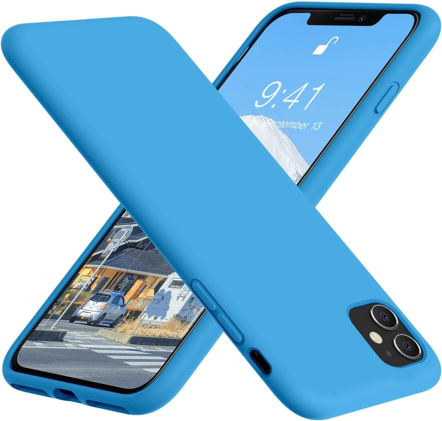 DL3 Mobilak Liquid Silicone Case for iPhone 11 (6.1 Inch), Shock-absorbing protection, Scratch-resistant surface, Soft microfiber lining - Skay Blue