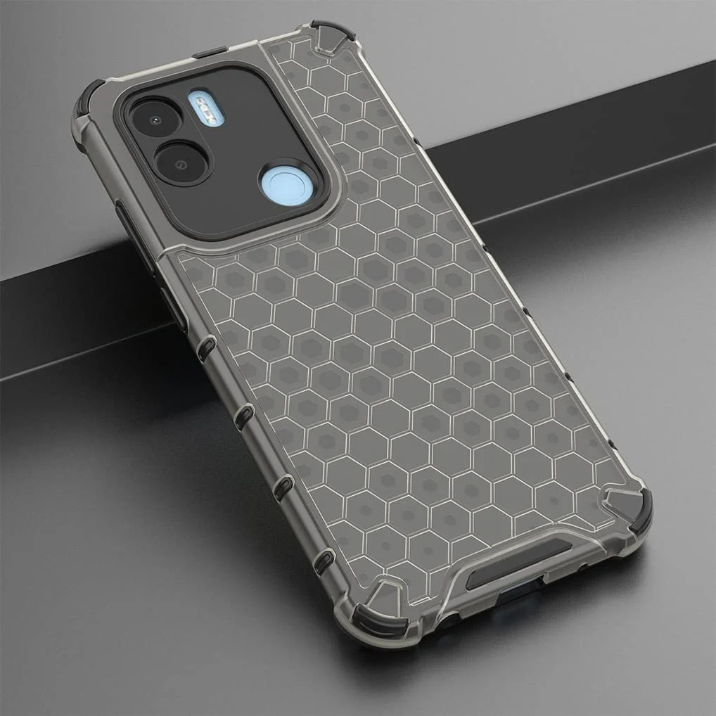 DL3 Mobilak Honeycomb Protective Case for Xiaomi Redmi A1 + A1 Plus, Shock-absorbing protection, Transparent design, Slim, lightweight profile - Black