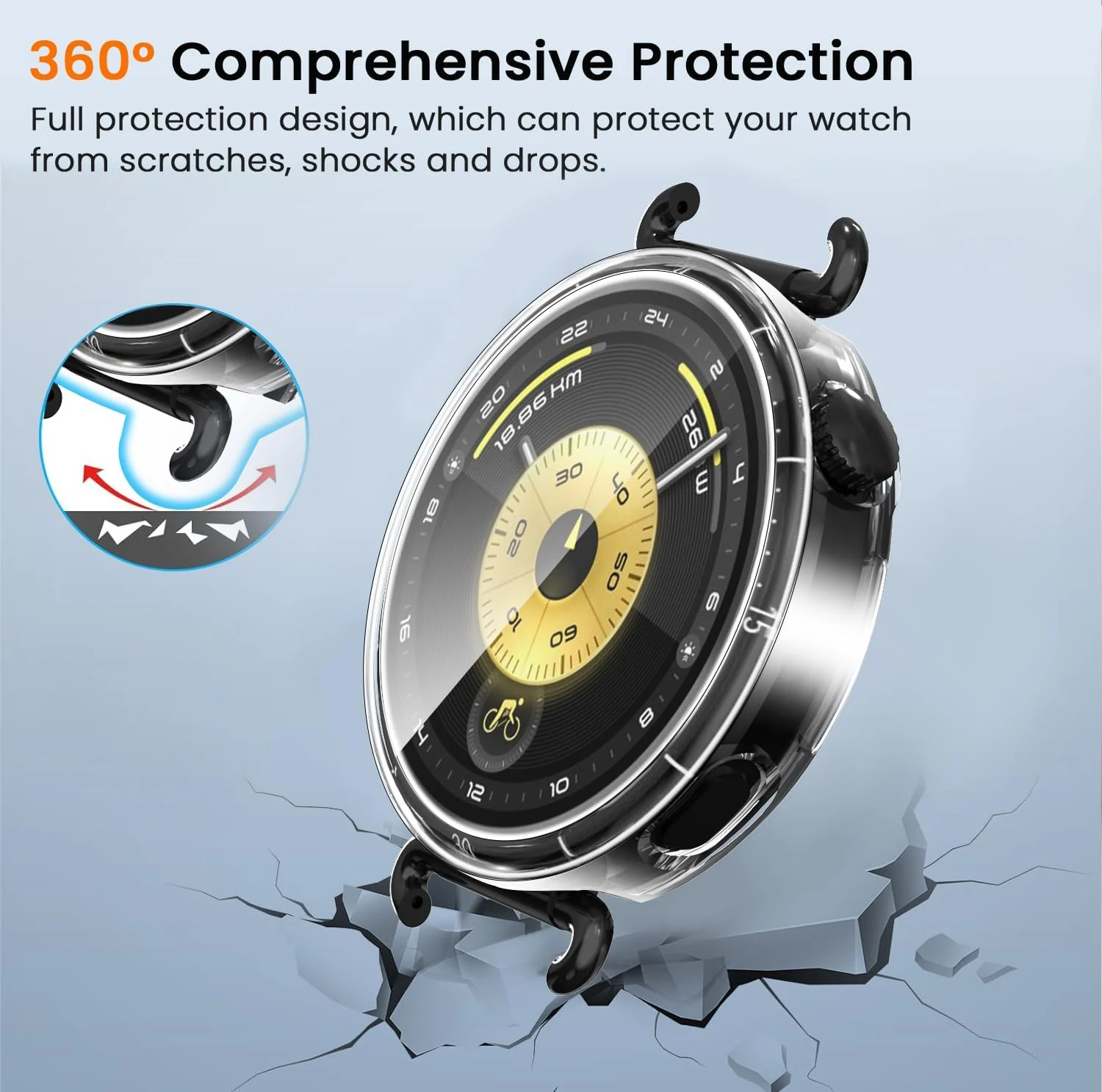 DL3 Mobilak Case for Huawei Watch GT6 41mm 2025, Case with Screen Protector, HD Protection Cover, Soft Silicone Screen Protector Cover for Huawei Watch GT 6 41mm 2025 - Clear