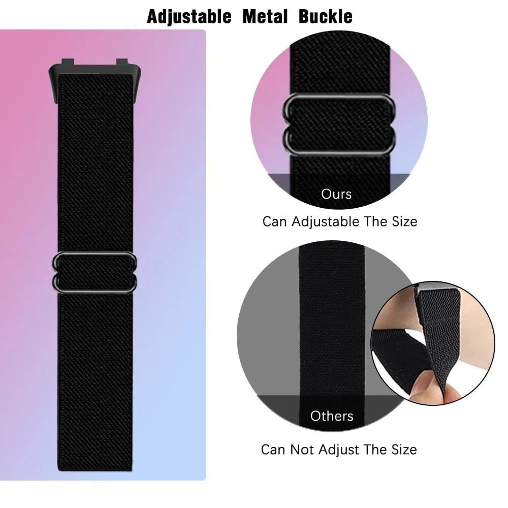 DL3 Mobilak Strap Compatible with Huawei Band 8 / Huawei Band 9 / Huawei Band 10, Soft Elastic Nylon Straps, Adjustable Stretchy Sports Replacement Bracelets Wristbands for Women Men - Black
