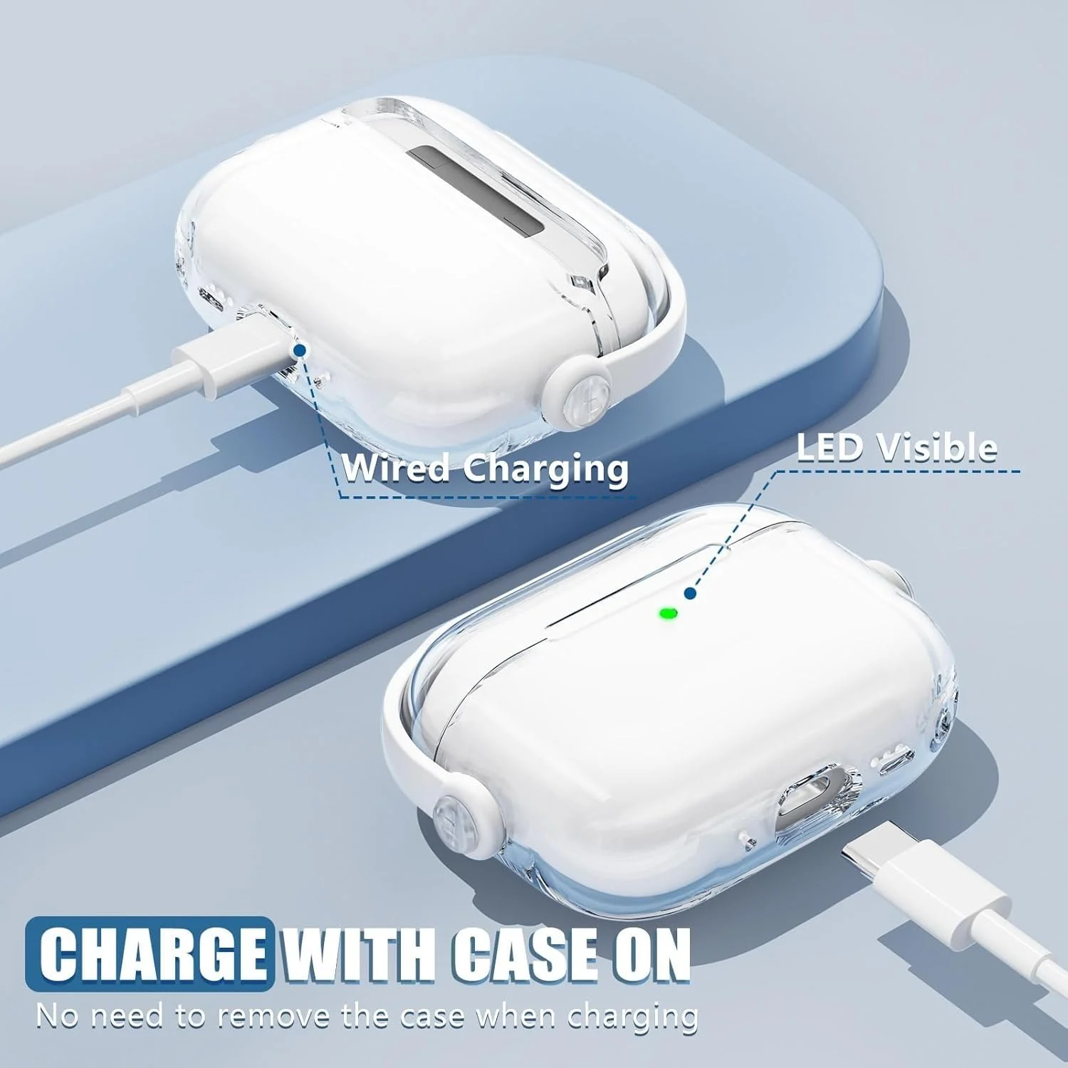 DL3 Mobilak Protective Case for AirPods 3 [With Closure Lid] [Front LED Visible] [With Wrist Strap] Skin Case Compatible with Airpod 3rd Generation 2021 - Clear White