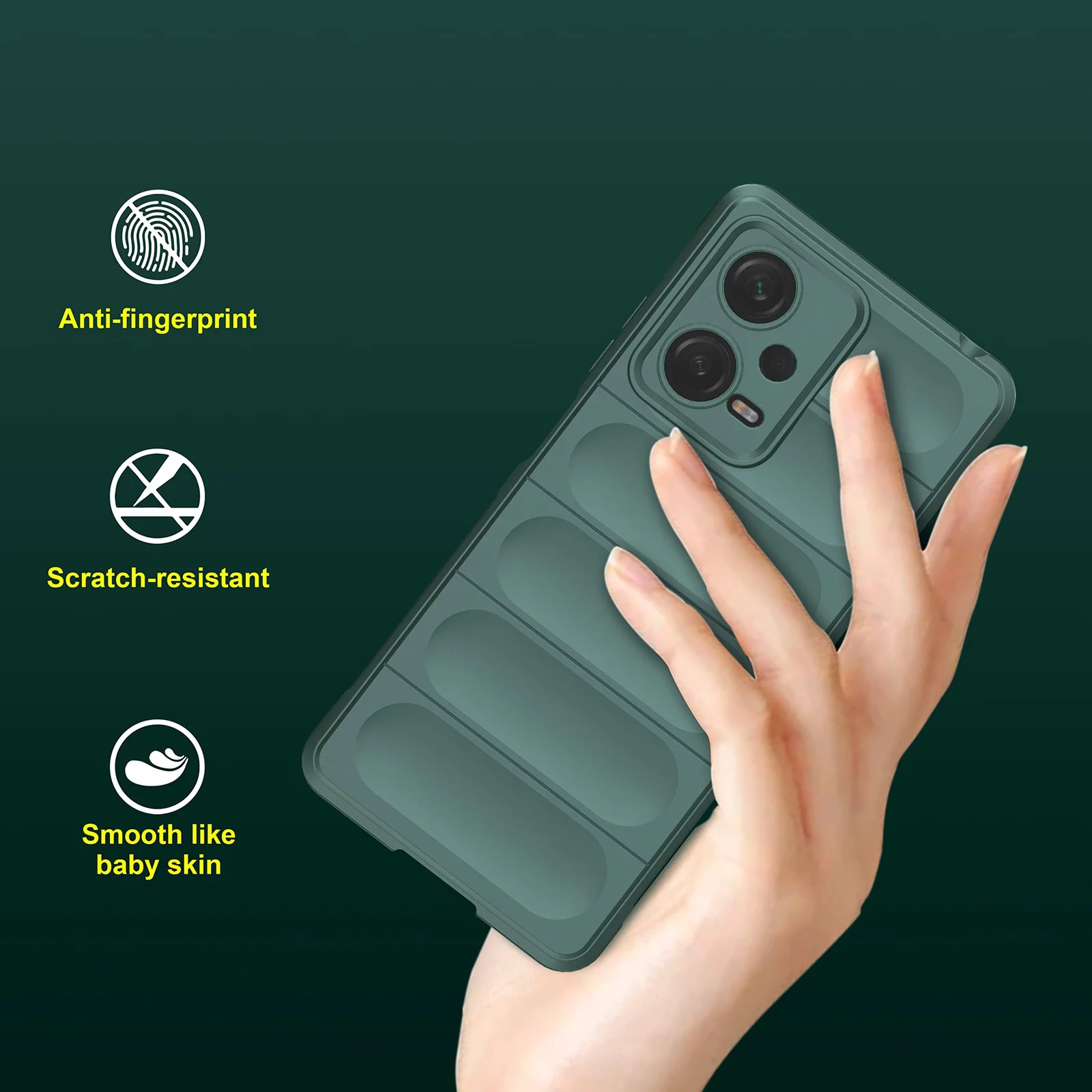 DL3 Mobilak Soft Silicone Protective Case for Xiaomi Redmi Note 12 5G / Poco X5 5G with Camera Protection and Shockproof Design - Green