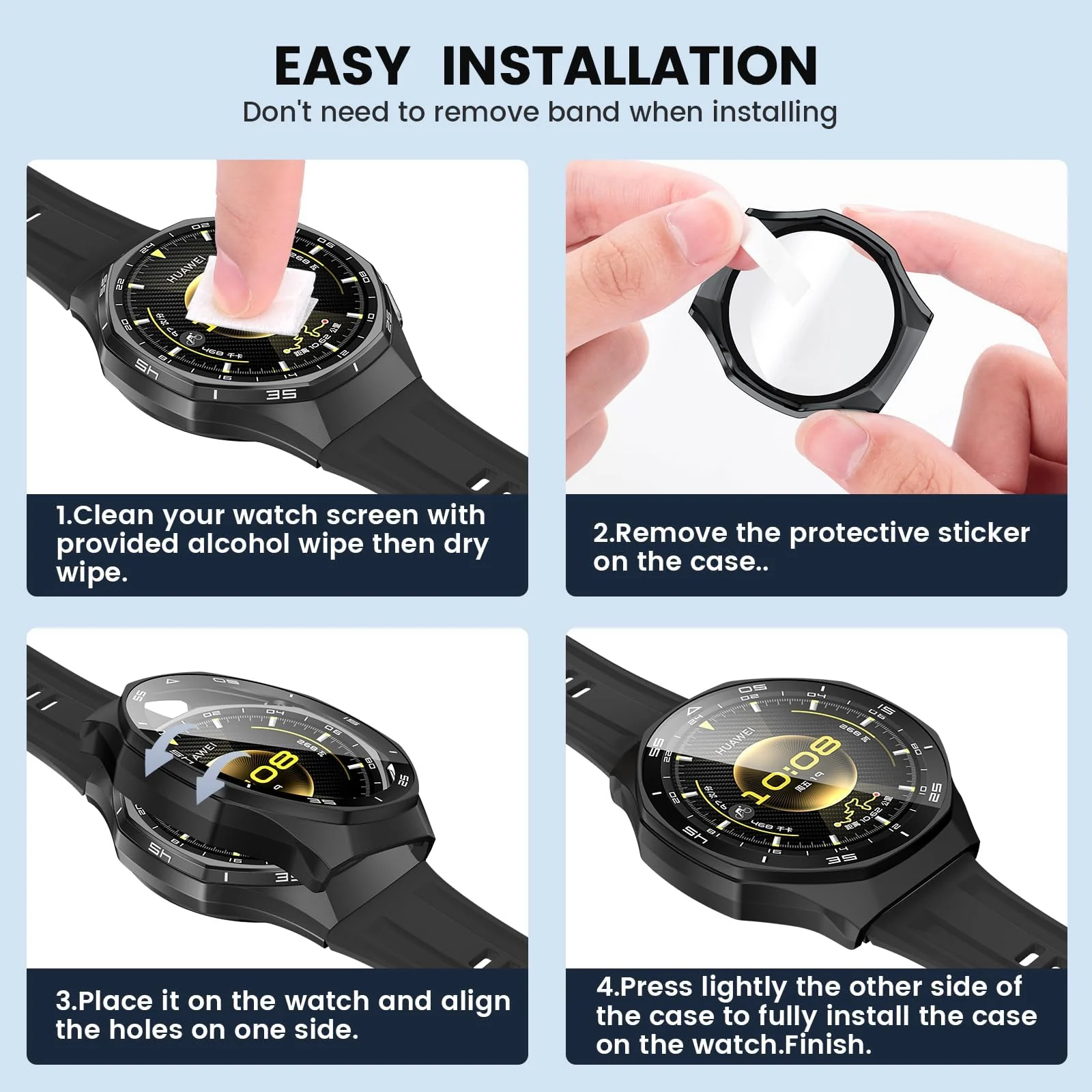 DL3 Mobilak Protective Case for Huawei Watch GT 6 Pro 46mm, Hard PC Bumper Cover with Built-in Tempered Glass Screen Protector Shell Cover Full Coverage with Scale for GT6 Pro 46 mm - Blue