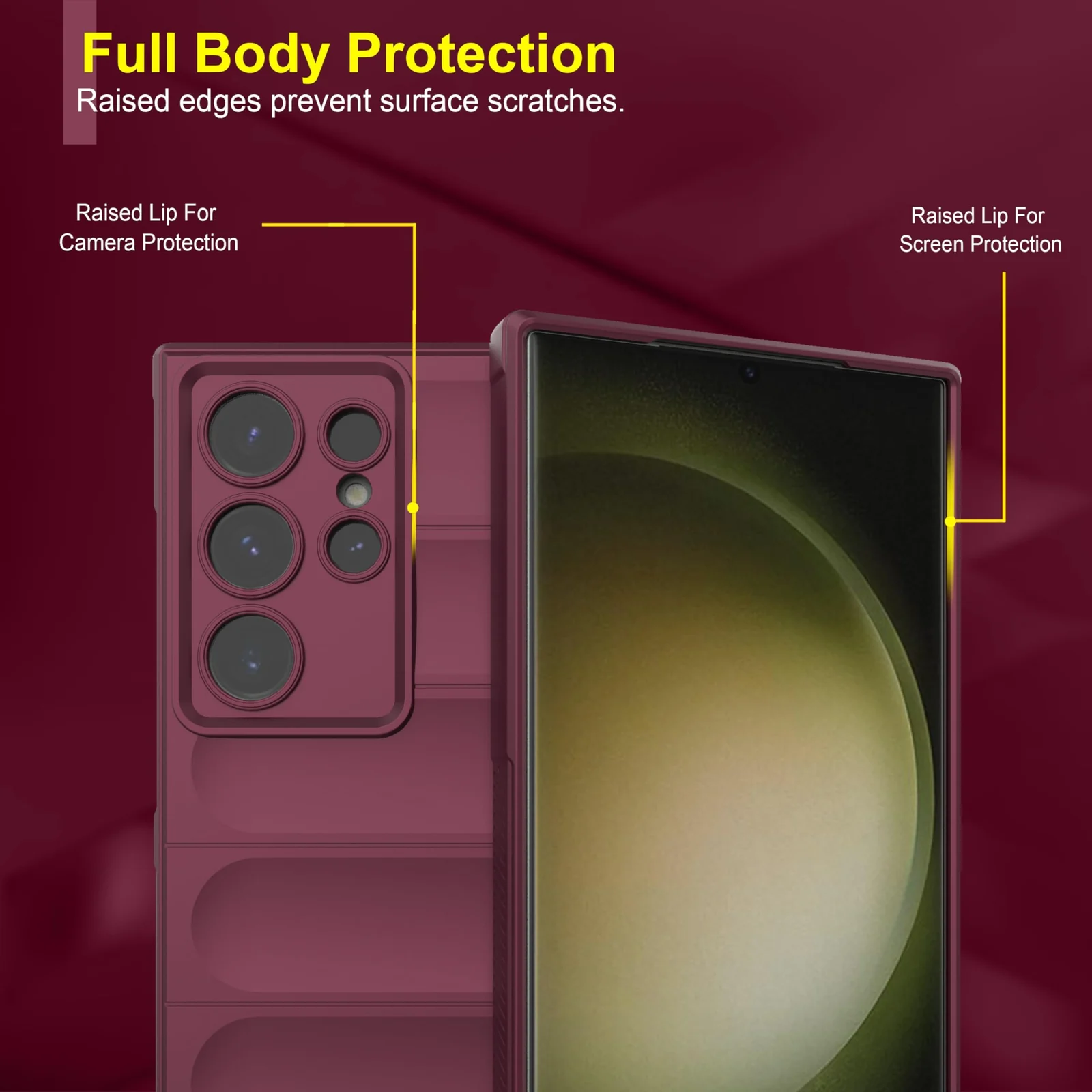 DL3 Mobilak Silicone Case for Samsung Galaxy S24 Ultra Heavy Duty Protective [Slim Fit] Shockproof Soft Flexible Protective Design Shock-Absorption TPU Cover With Camera Protection - Wine Red