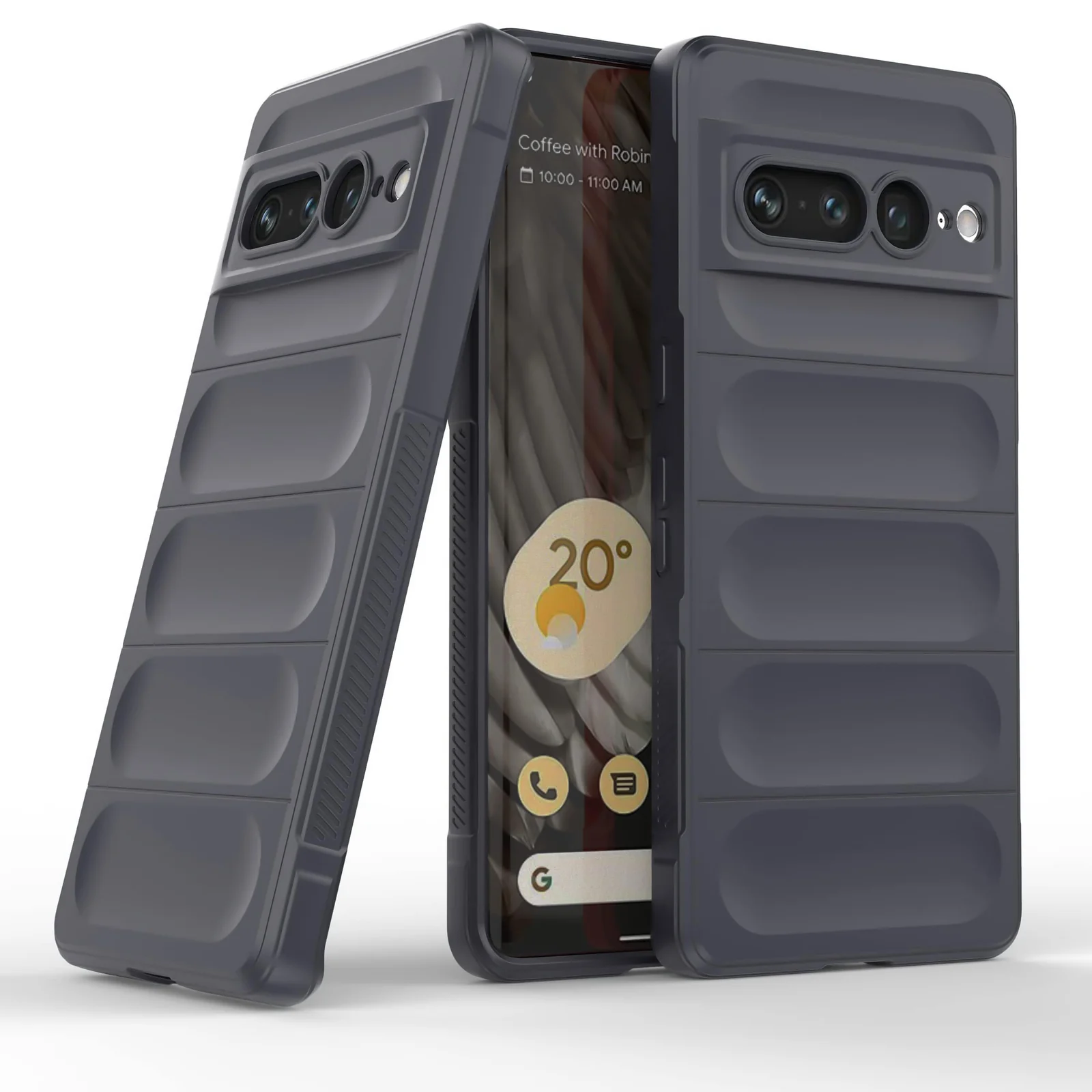 DL3 Mobilak Silicone Case for Google Pixel 7 Pro Heavy Duty Protective [Slim Fit] Shockproof Soft Flexible Protective Design Shock-Absorption TPU Cover With Camera Protection - Dark Gray