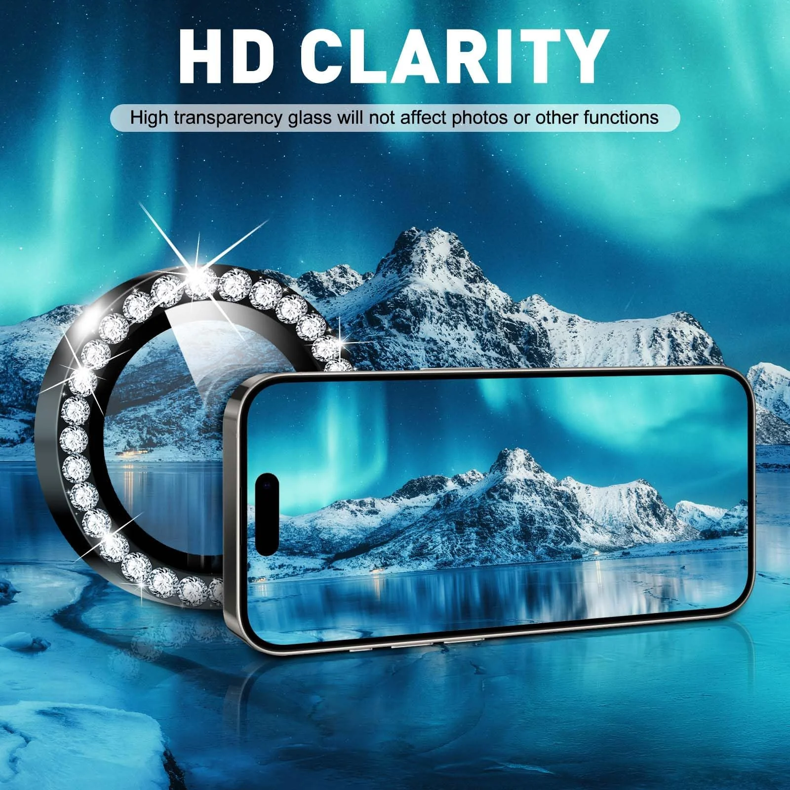 DL3 Mobilak Camera Lens Protector for iPhone 12/12 Mini/iPhone 11 Accessories, 9H Tempered Glass Metal Individual Ring Camera Cover Screen Protector, Case Friendly, Anti Scratch - Diamond Black
