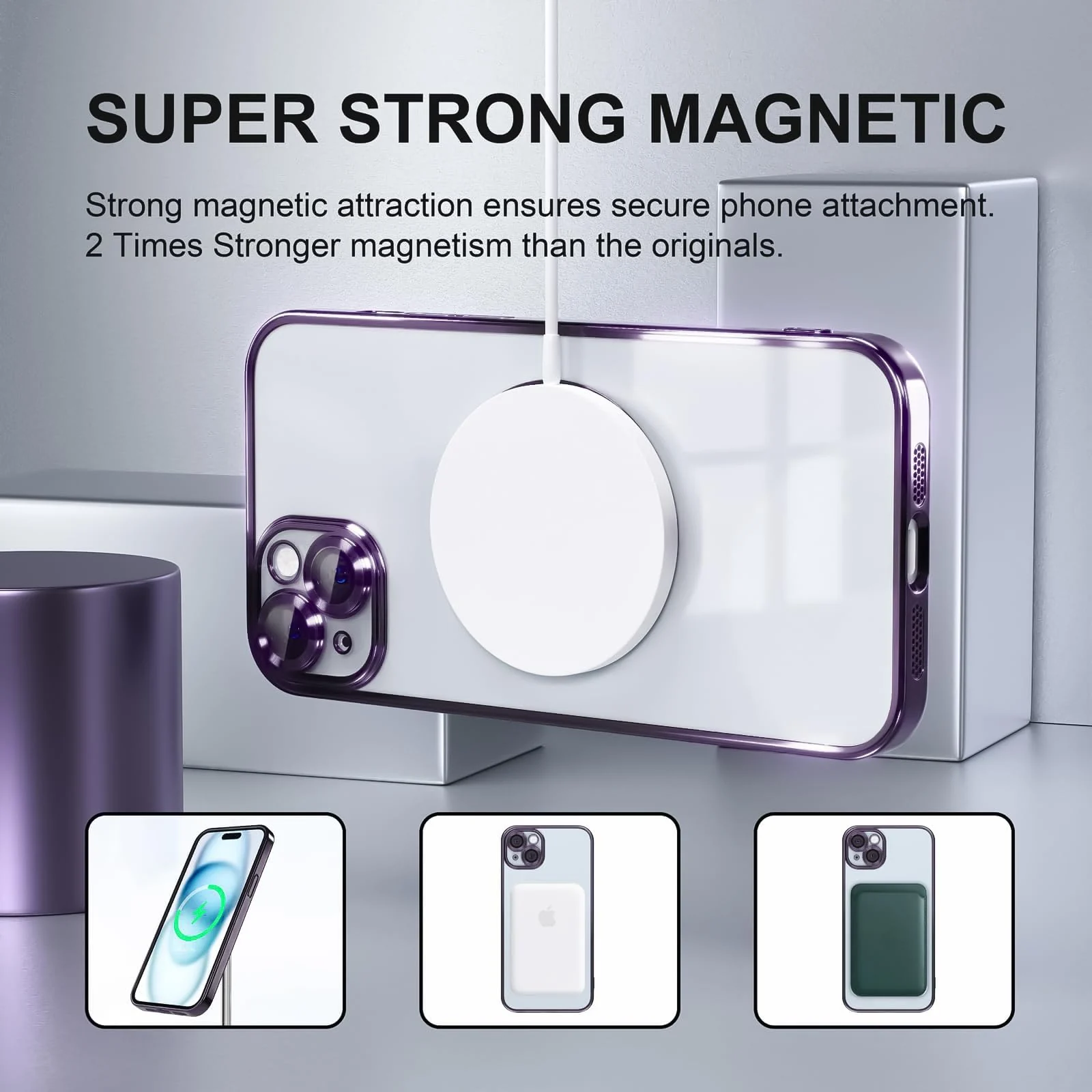 DL3 MOBILAK MagSafe Phone Case with Camera Lens Protector for Apple iPhone 14, Deep Purple