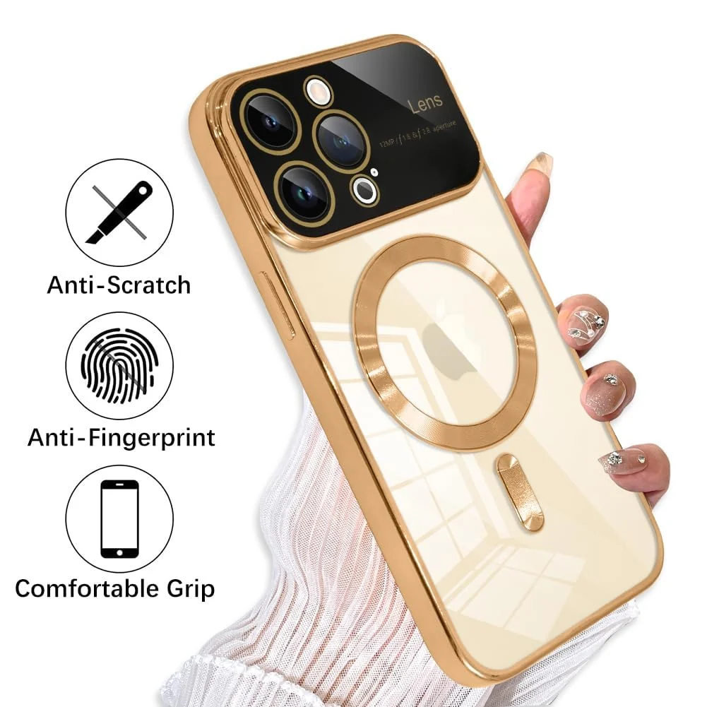 DL3 Mobilak Clear MagSafe-Compatible Magnetic Case for iPhone 11 6.1 Inch with Camera Protection and Shockproof Design - Gold