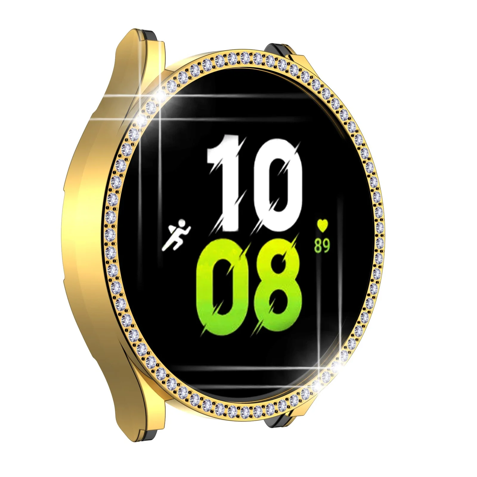 DL3 Mobilak Bumper Diamond Case Compatible with Samsung Galaxy Watch 4 Classic 46mm, Bling Crystal Diamonds PC Plastic Protector Case Cover Frame For Galaxy Watch4 Classic 46 MM - Gold