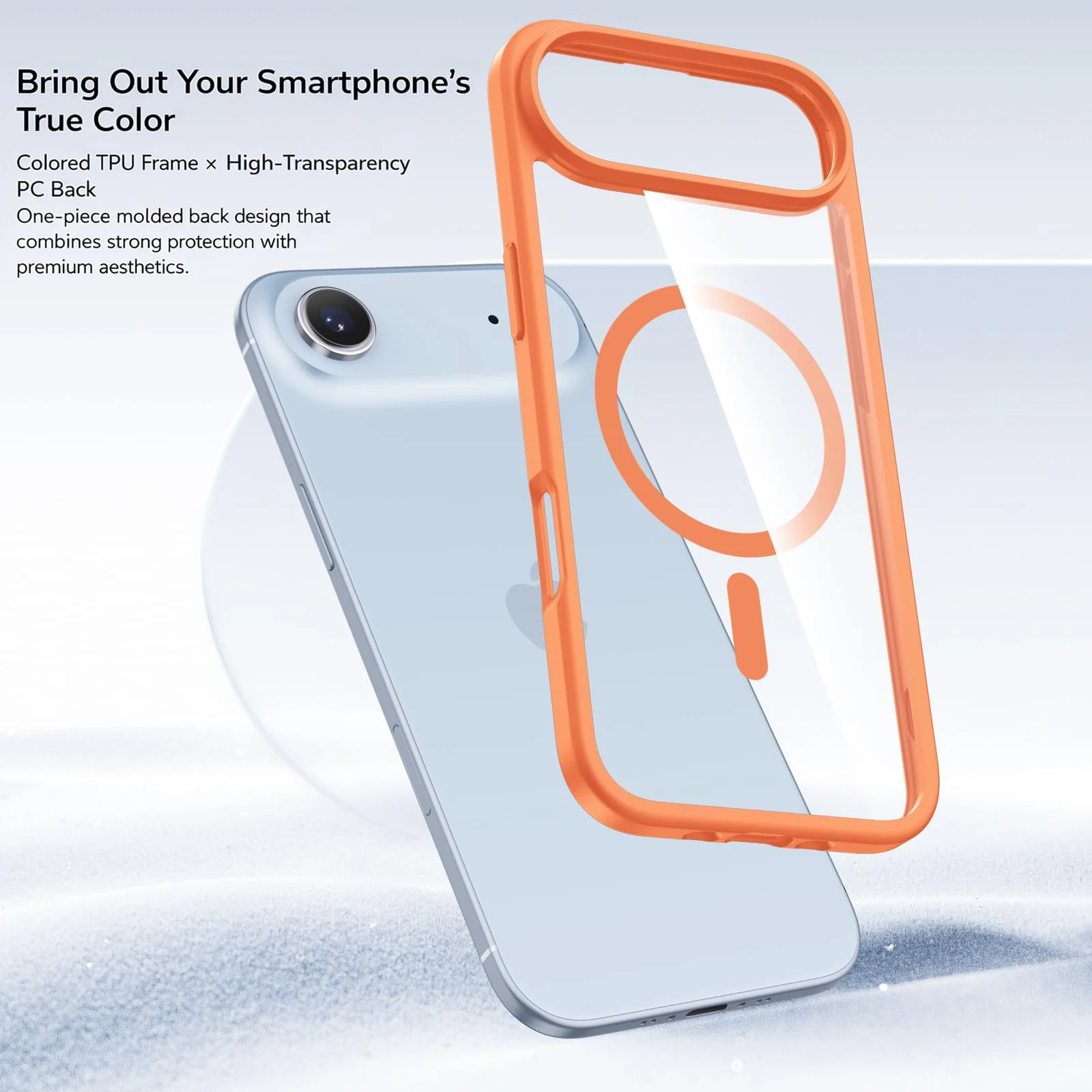 DL3 Mobilak Translucent Matte Case for iPhone 17 Air 6.5-Inch Compatible with, Compatible with MagSafe accessories, Shock-absorbing protection, Scratch-resistant surface - Orange