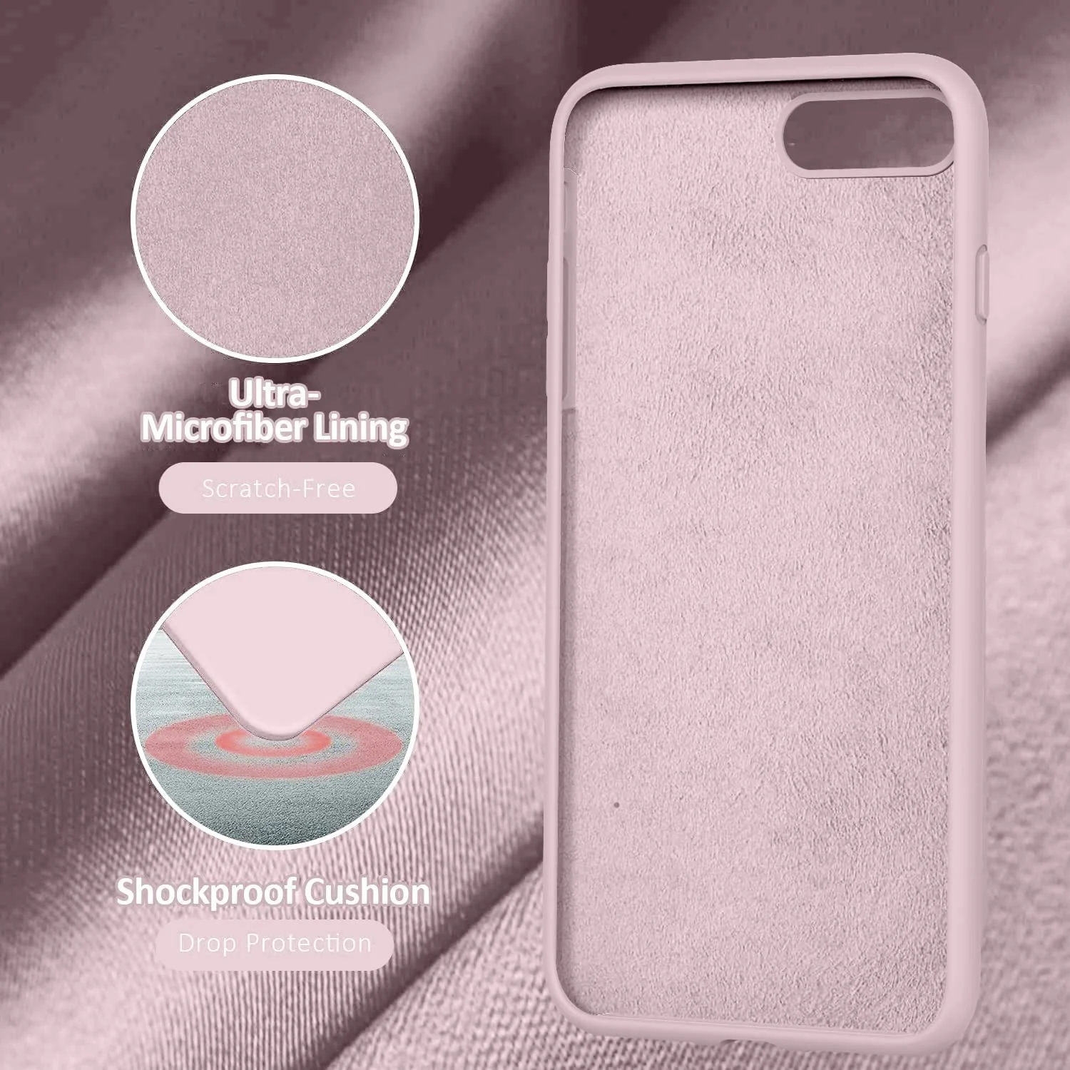 DL3 Mobilak Liquid Silicone Protective Case with Soft Microfiber Lining for iPhone 7 Plus / iPhone 8 Plus - Ice Pink