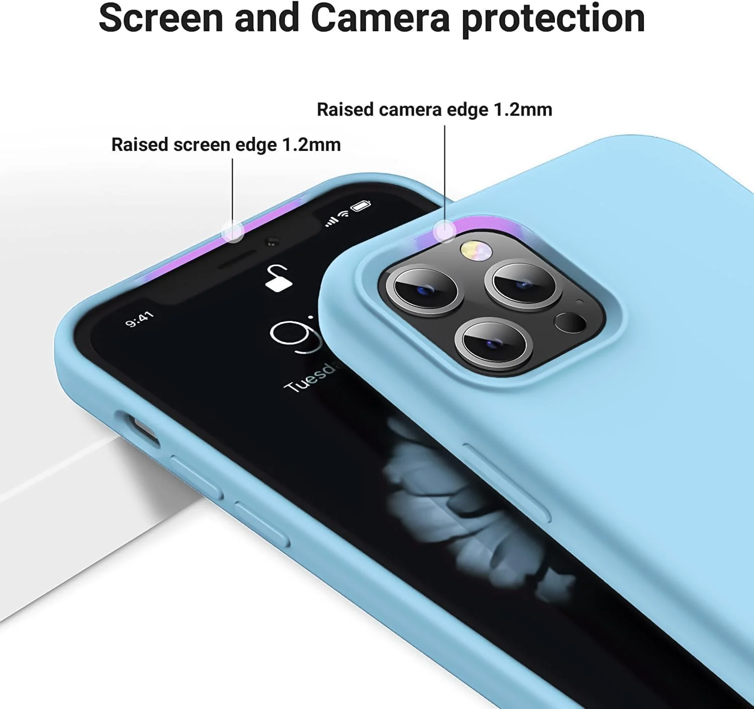 DL3 Mobilak Liquid Silicone Case for iPhone 12 Pro Max (6.7 Inch), Shock-absorbing protection, Scratch-resistant surface, Soft microfiber lining - Sky Blue .1