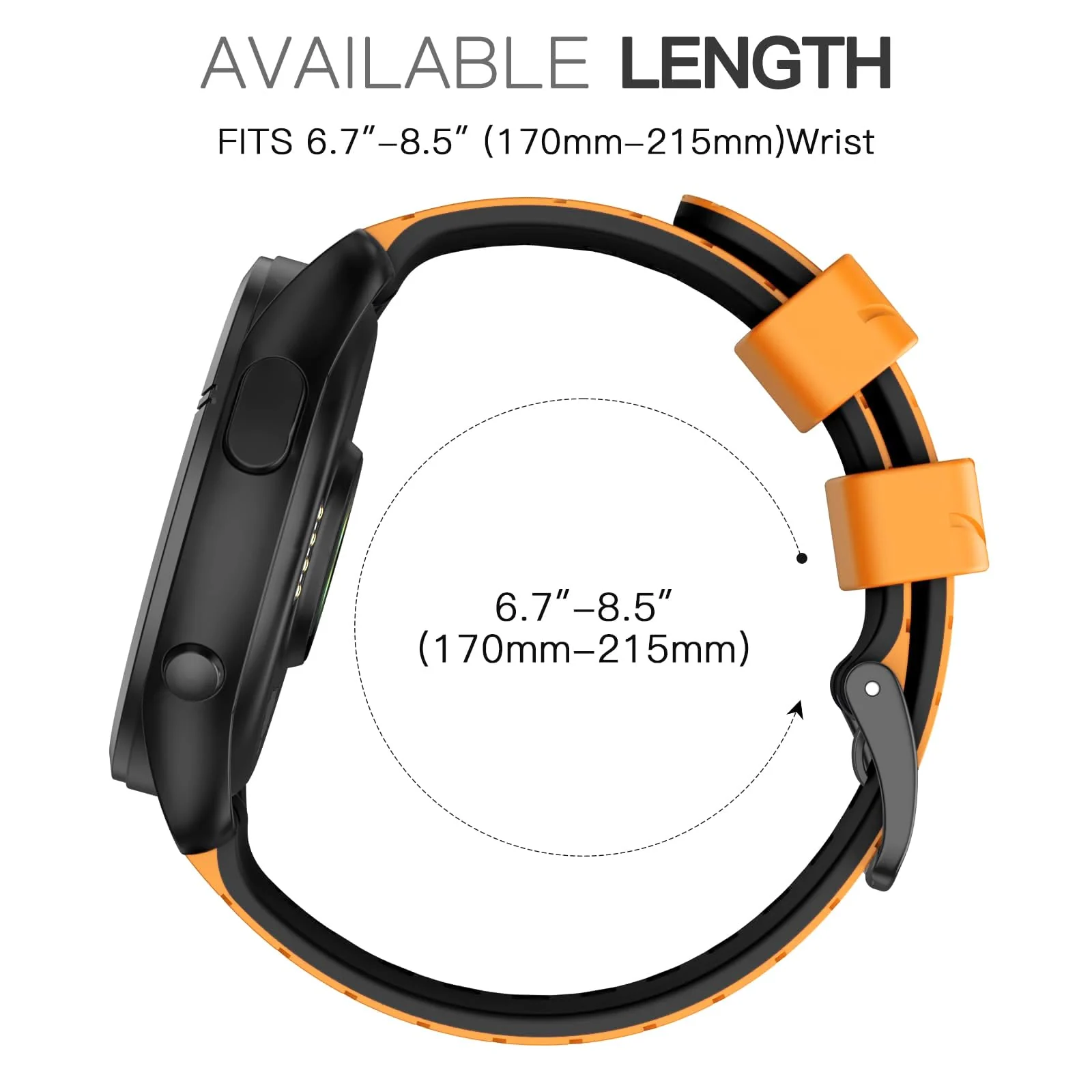 DL3 Mobilak Silicone Sport Band 22MM Strap For Xiaomi Redmi Watch 5 Active/5 Lite/Samsung Galaxy Watch 3 45mm/Watch 46mm/Gear S3/Huawei watch GT5 GT4 GT3 GT2 GT 46MM/GT2E/GT3 Pro/GT 5 Pro - Orange/black