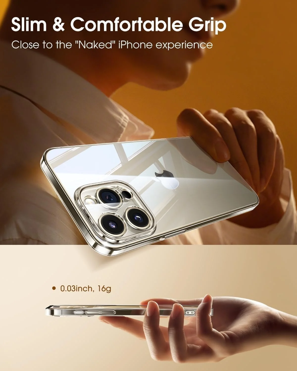 DL3 Mobilak Clear TPU Case for iPhone 15 Pro, Camera protection, Shock-absorbing protection, Raised edges around the screen and camera - Clear