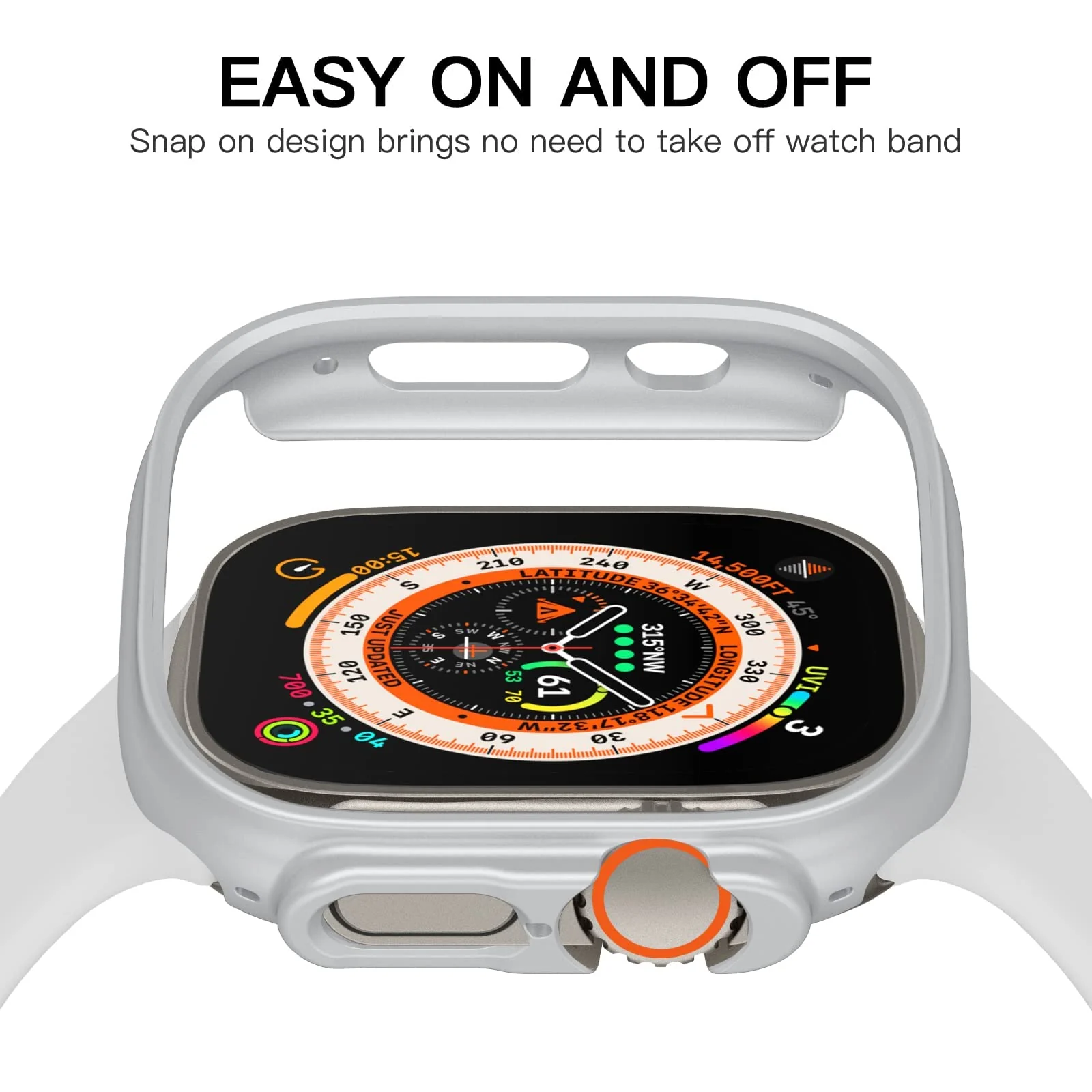 DL3 Mobilak Compatible For Apple Watch Ultra Case 49mm, Shockproof Ultra-Thin Hard PC Bumper Case All-Around Edge Protective Cover Frame[NO Screen Protector] for iWatch Accessories - Silver