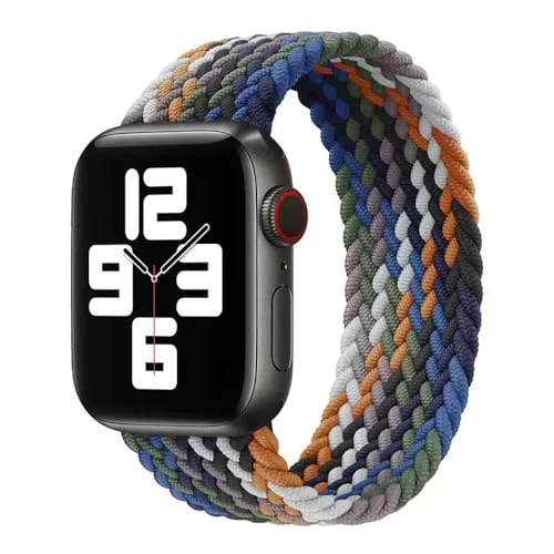 Medium — DL3 Mobilak Braided Solo Loop Band For Apple Watch Band 49mm 45mm 44mm 42mm, Replacement Wristband Nylon Strap for iWatch Series SE 9/8/7/6/5/4/3/2/1/Ultra/Ultra 2 (Denim colorful, Medium)