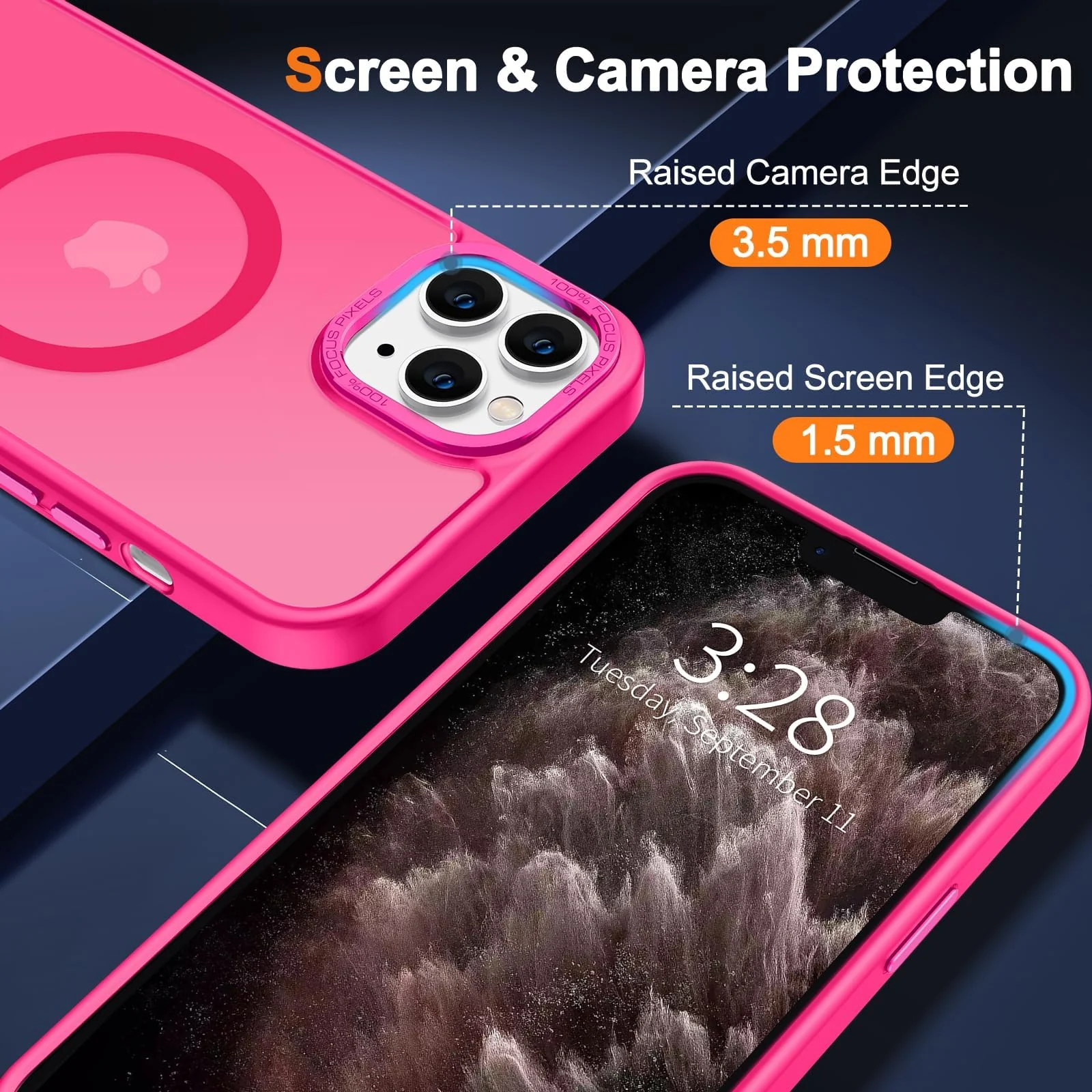 DL3 Mobilak Wallet Case with Card Slot for iPhone 11 Pro with Ring Holder and Magnetic Car-Mount Support - Hot Pink