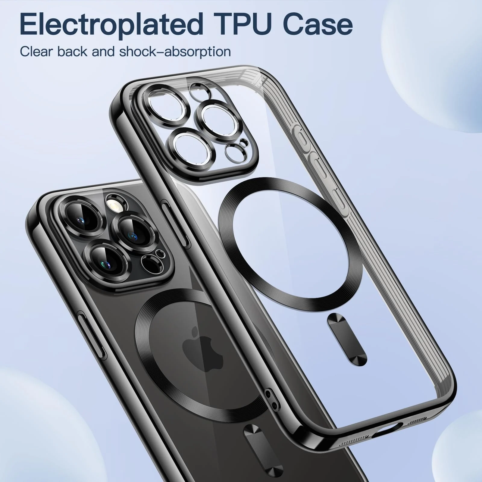 DL3 Mobilak Plated-Edge Protective Case for iPhone 15 Pro Max 6.7-Inch, Compatible with MagSafe accessories, Supports wireless charging, Shock-absorbing protection - Black