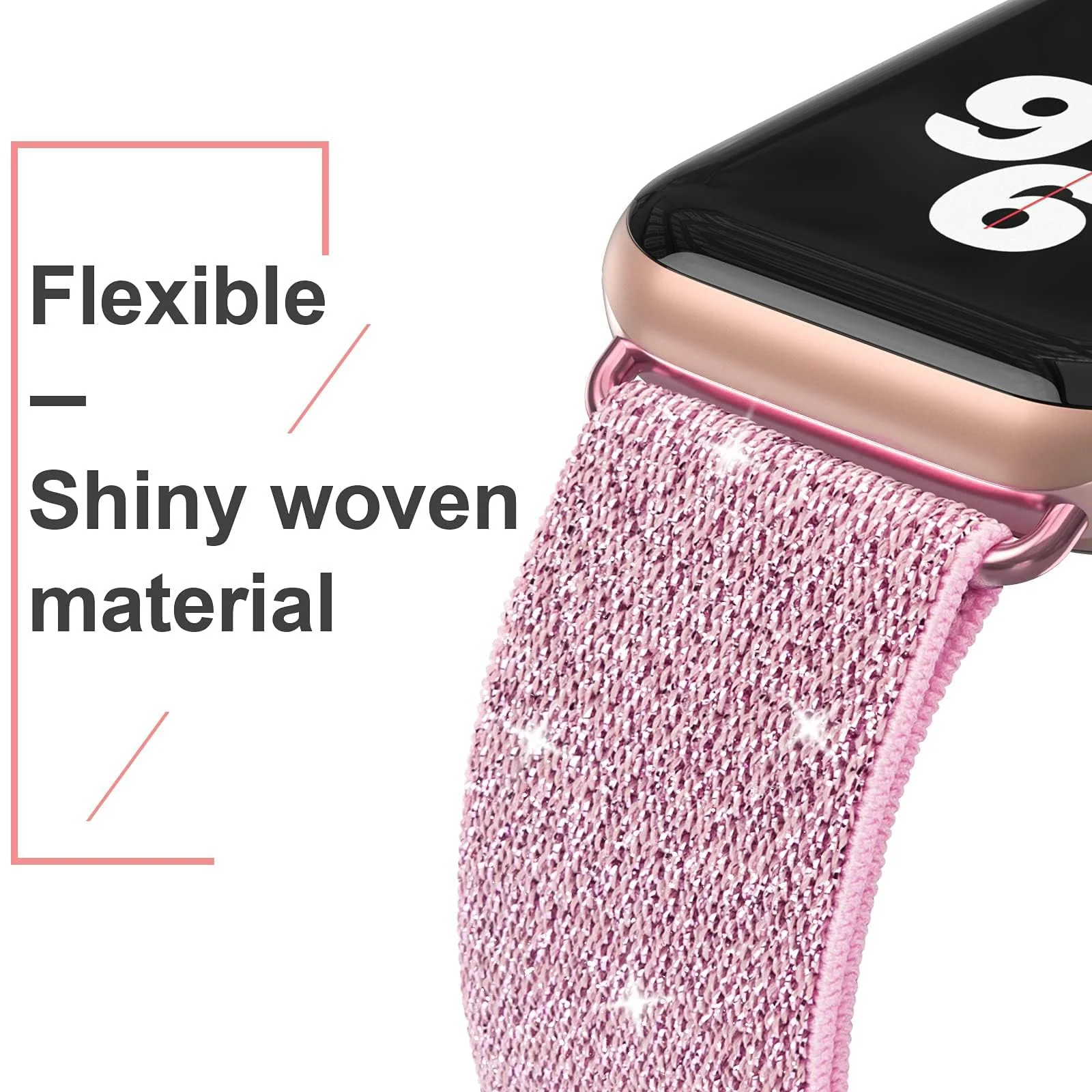 DL3 Mobilak Nylon Solo Loop Stretchy Straps For Apple Watch Band 49mm 45mm 44mm 42mm 41mm 40mm 38mm, Elastic Wristbands for Series 8 Ultra 7 6 5 4 3 2 1 Se (Rose, 42MM/44MM/45MM/49MM) - Rose Pink