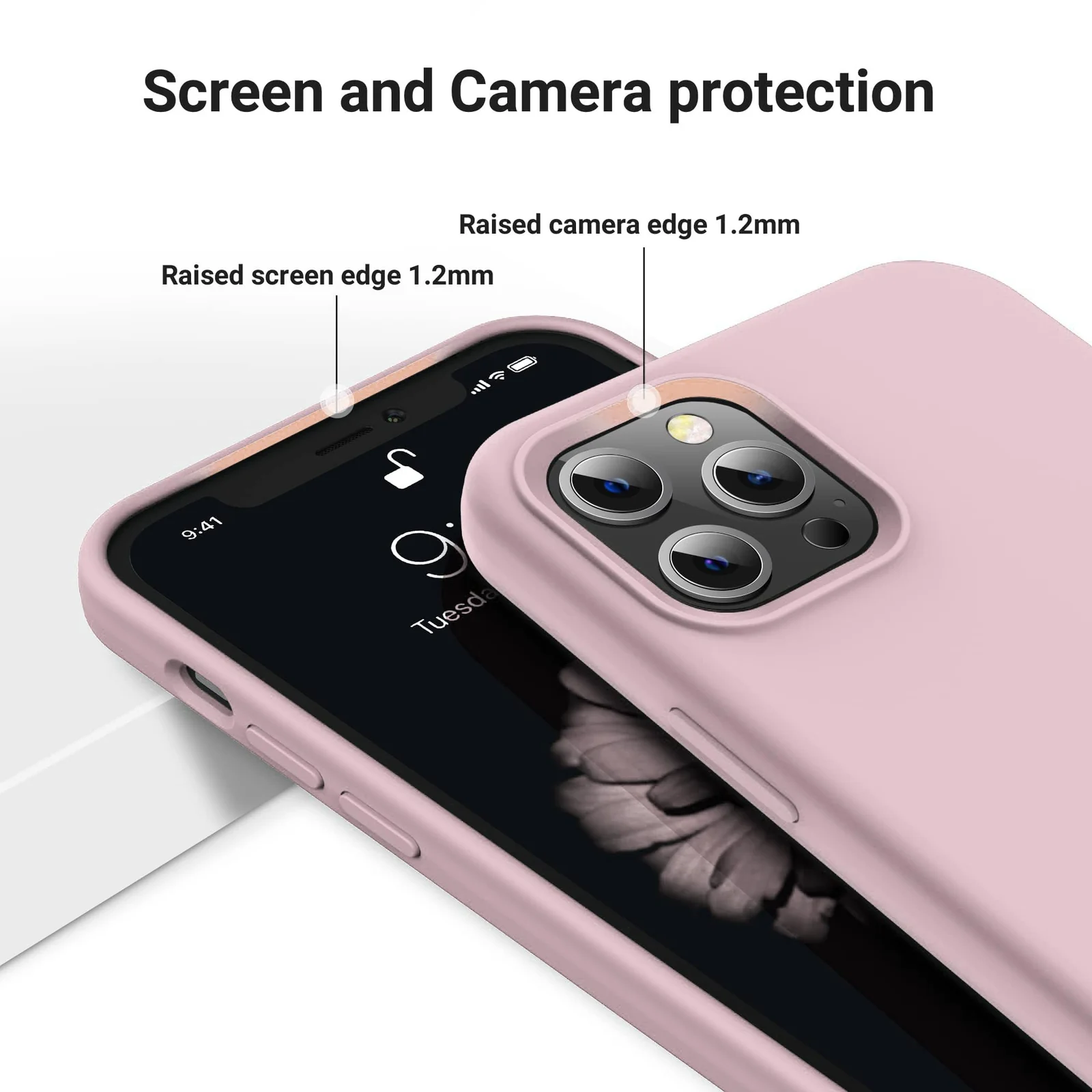 DL3 Mobilak Liquid Silicone Protective Case for iPhone 15 with Camera Protection and Microfiber Lining - A Pink Sand