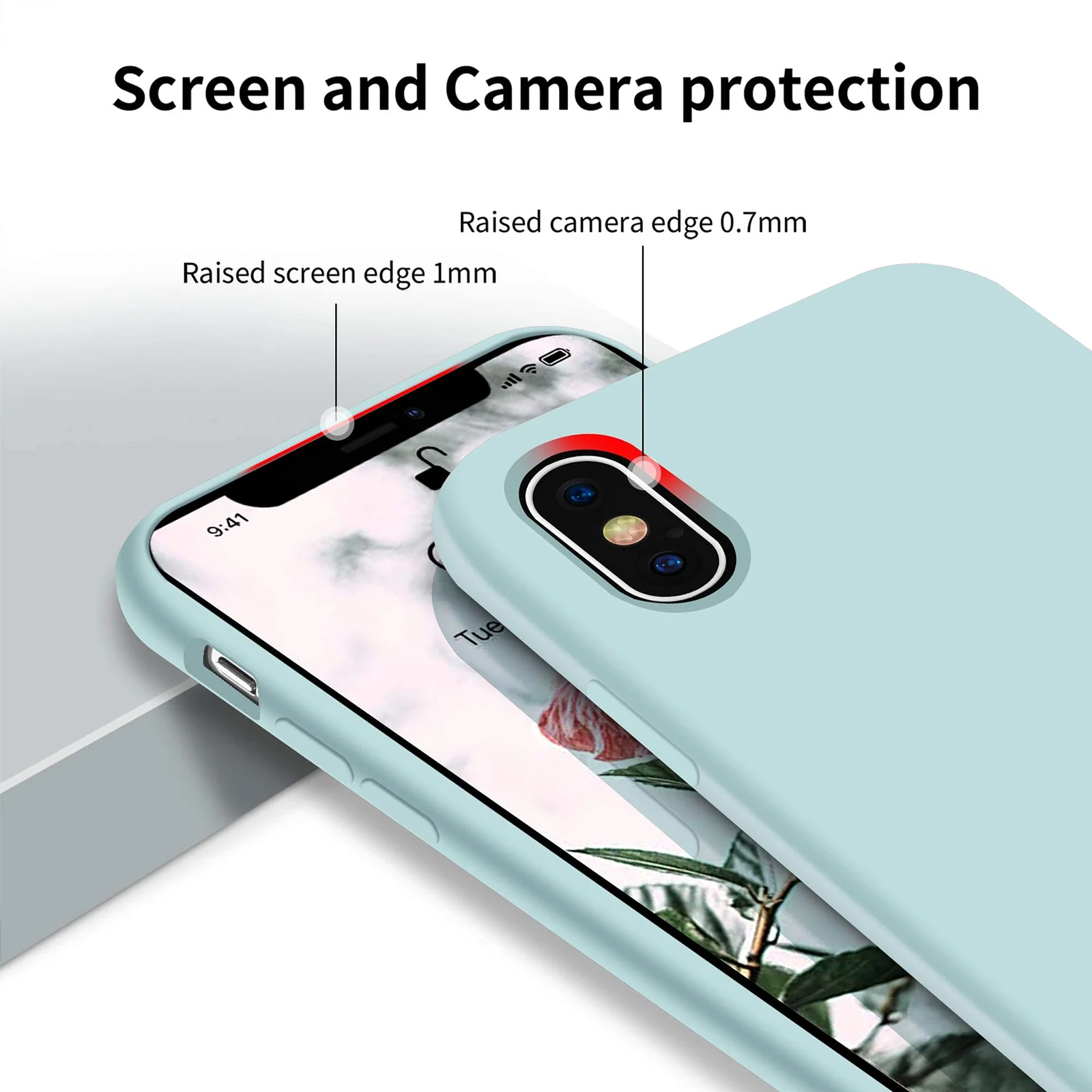 DL3 Mobilak Liquid Silicone Protective Case with Soft Microfiber Lining for iPhone XS Max - Mint Green
