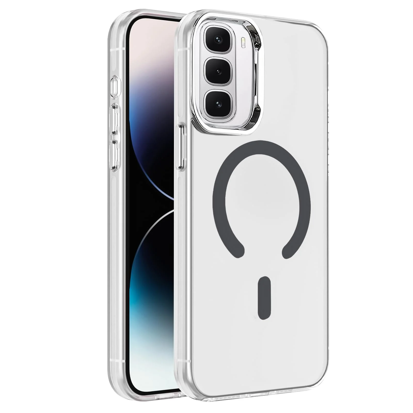 DL3 Mobilak Case for Infinix Hot 60 Pro+ Plus Crystal Clear [Not Compatible with MagSafe] Soft TPU Gel Case Flexible Silicone Anti-Scratch Transparent TPU Cover - Gray
