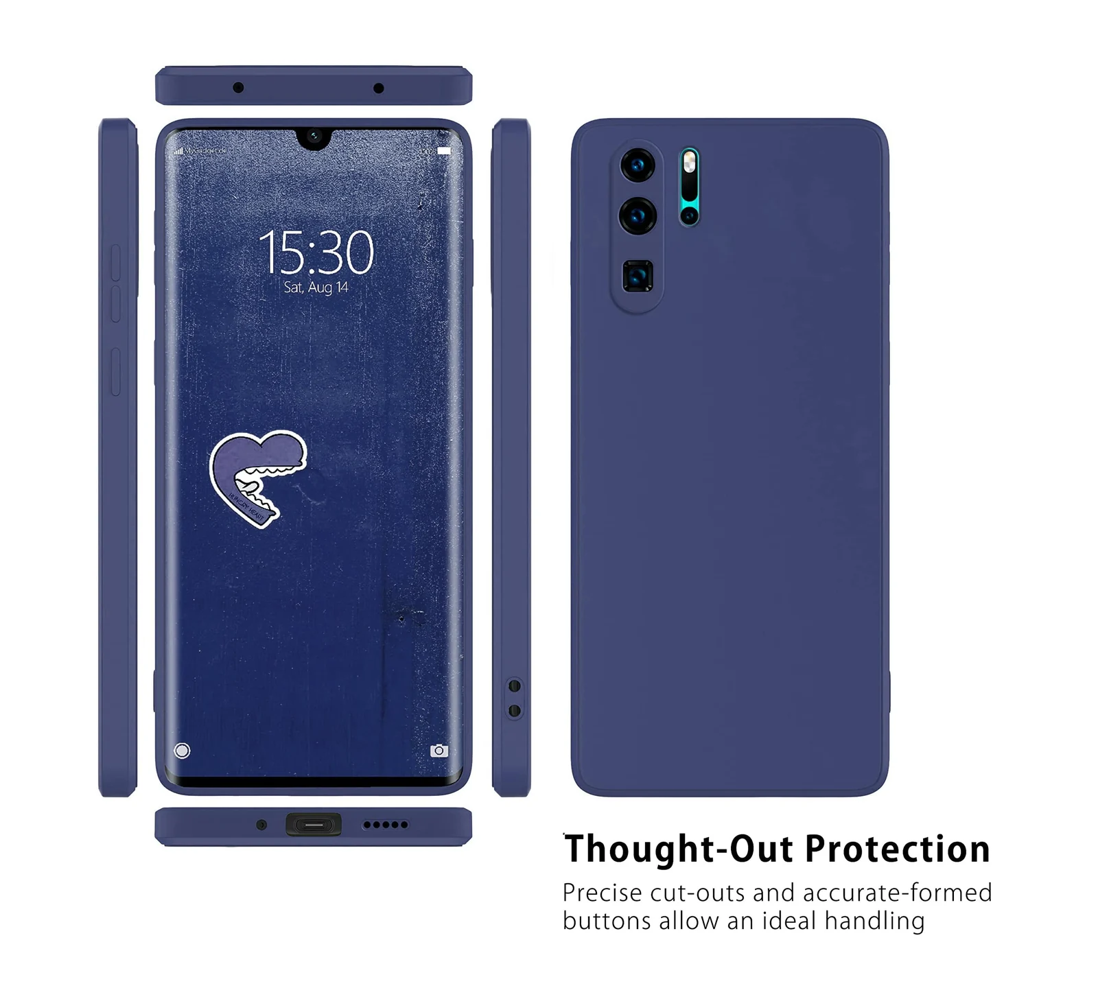 DL3 Mobilak Soft Silicone Protective Case for Huawei P30 Pro with Microfiber Lining and Shockproof Design - Blue 2
