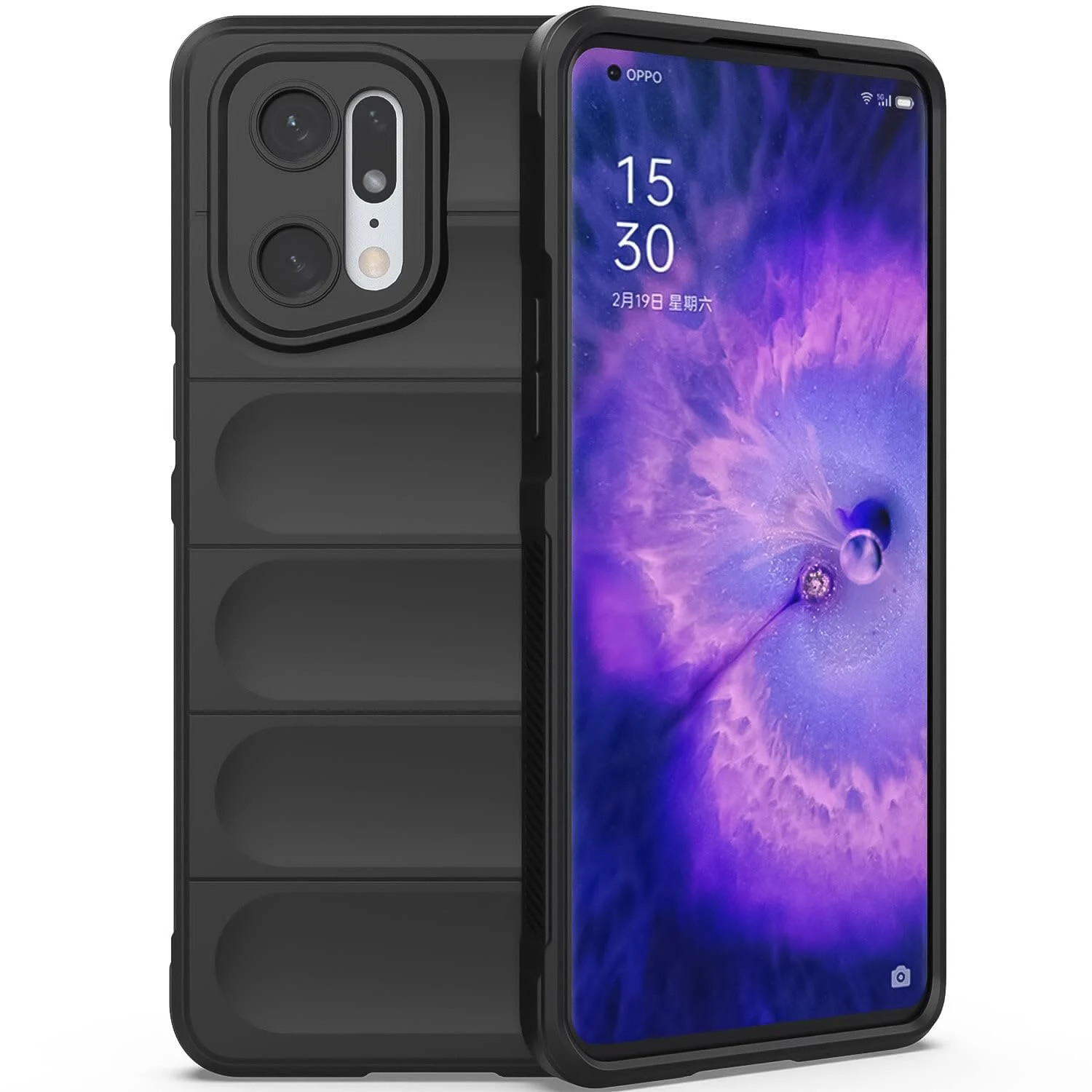 DL3 Mobilak Soft Silicone Protective Case for OPPO Find X5 with Camera Protection and Shockproof Design - Black