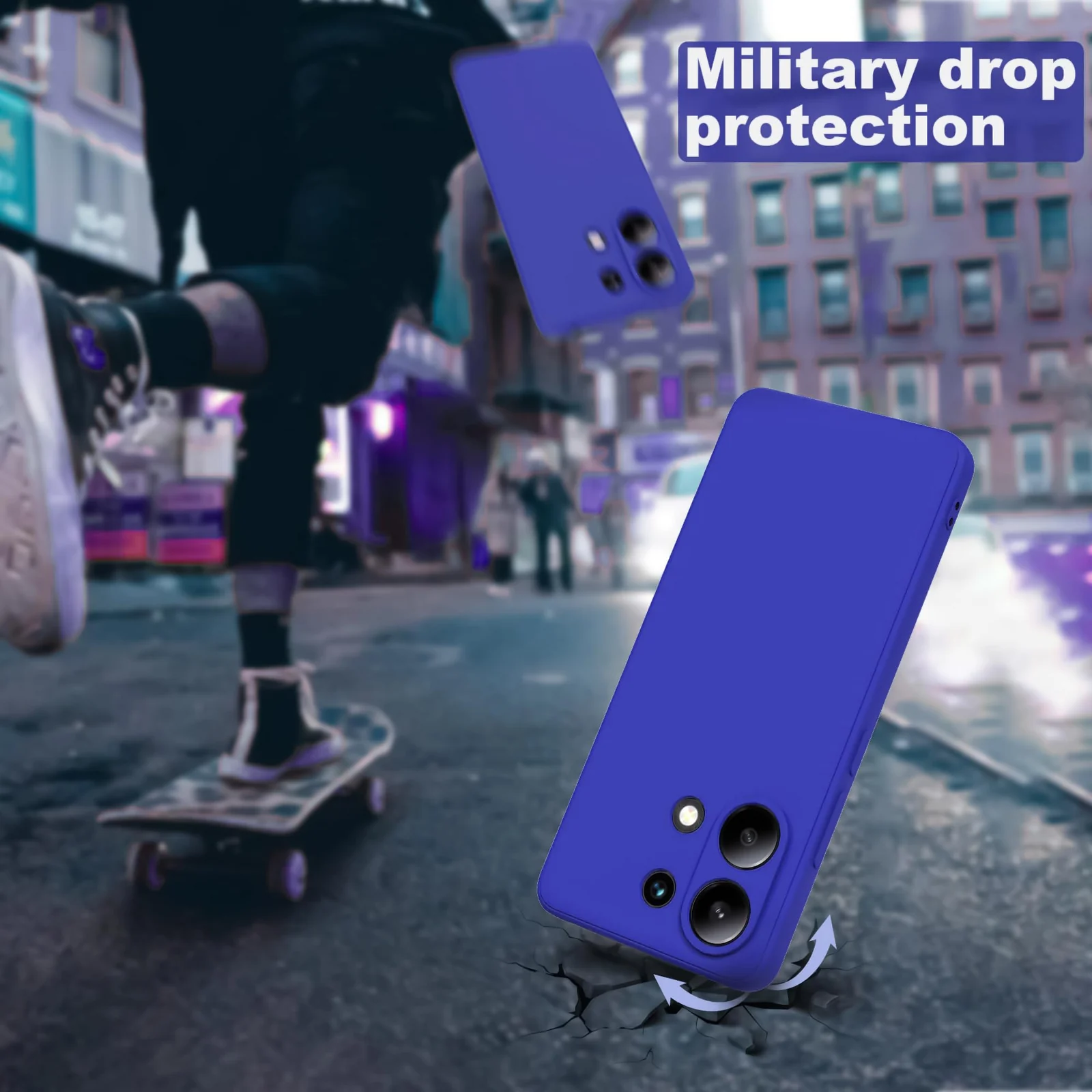 DL3 Mobilak Liquid Silicone Protective Case for Xiaomi Redmi Note 13 4G with Microfiber Lining and Shockproof Design - Pepsi