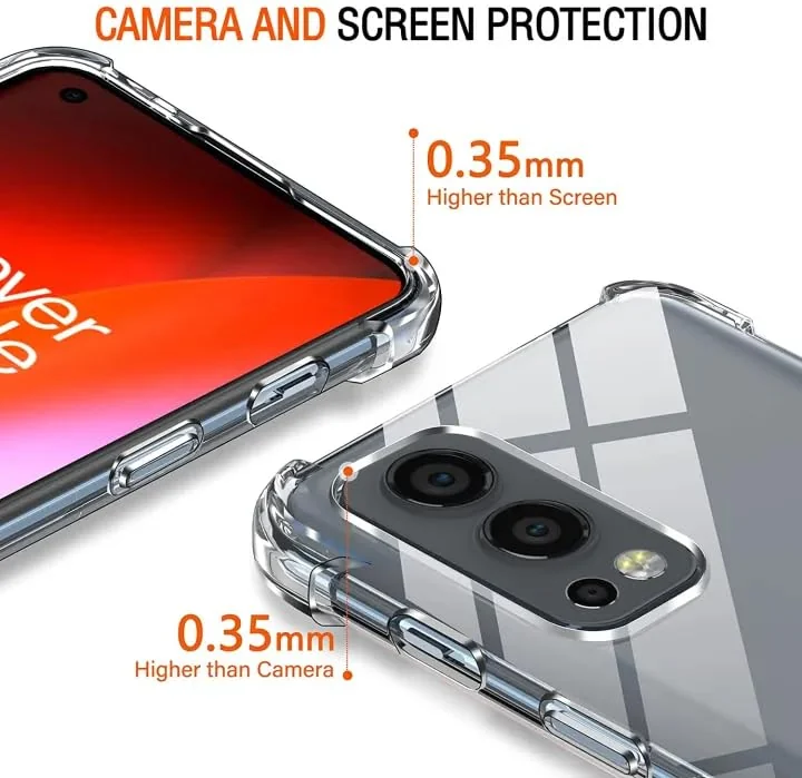 DL3 Mobilak Case Compatible with OnePlus Nord 2 5G, Cover SiliconeTransparent TPU Gorilla Anti-shock Protector Camera Shockproof Corners - Clear
