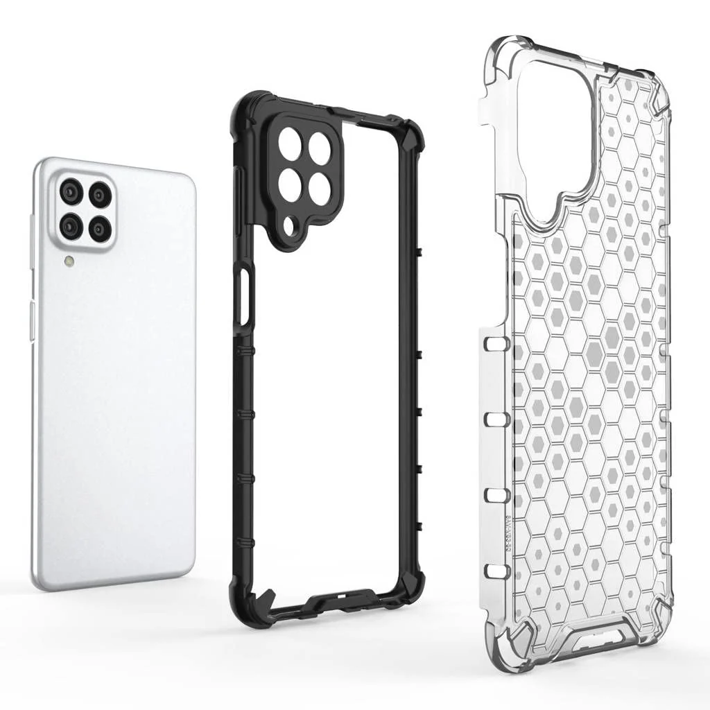 DL3 Mobilak Honeycomb Protective Case for Samsung Galaxy M53 5G, Shock-absorbing protection, Transparent design, Slim, lightweight profile - Clear