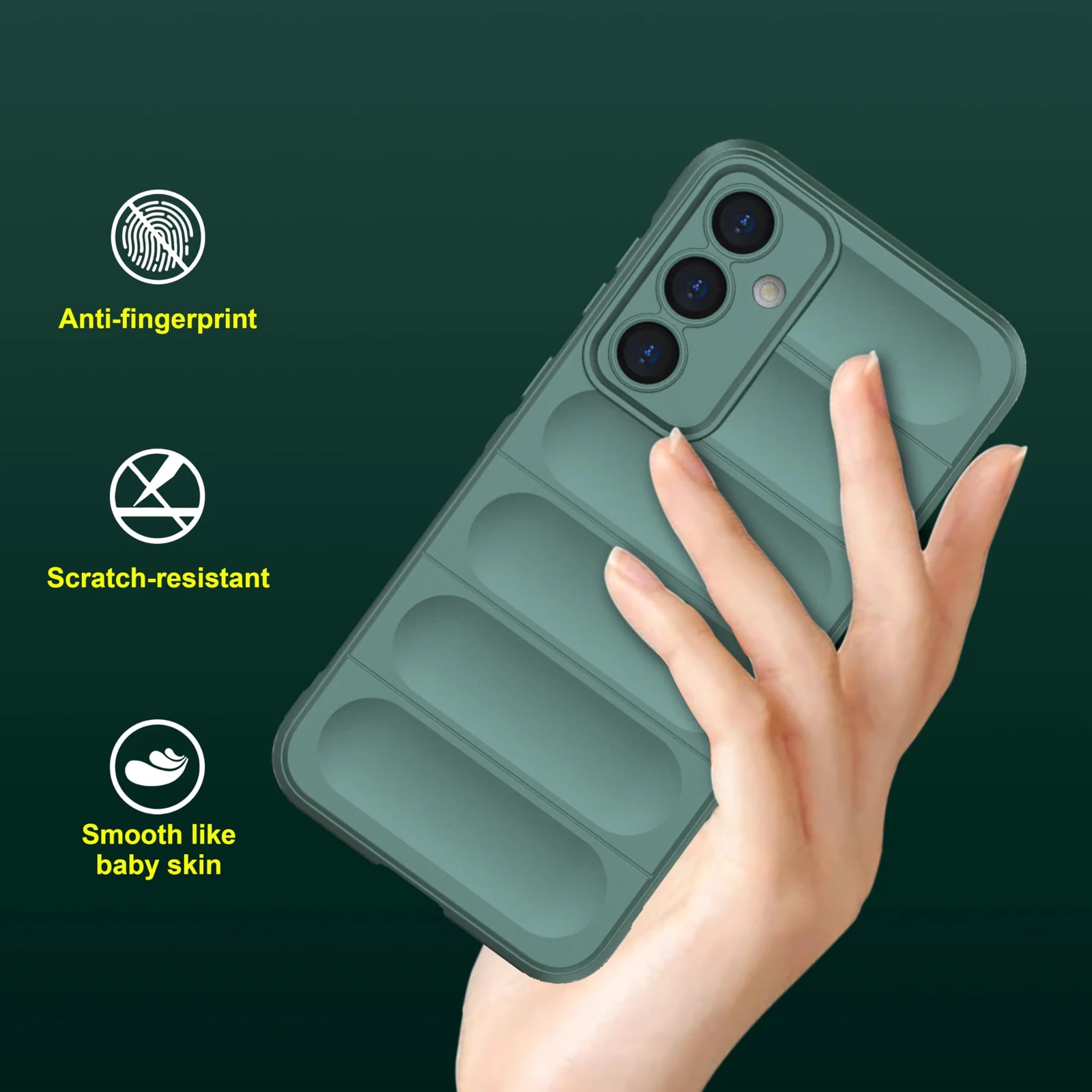 DL3 Mobilak Soft Silicone Protective Case for Samsung Galaxy S24 FE with Camera Protection and Shockproof Design - Green