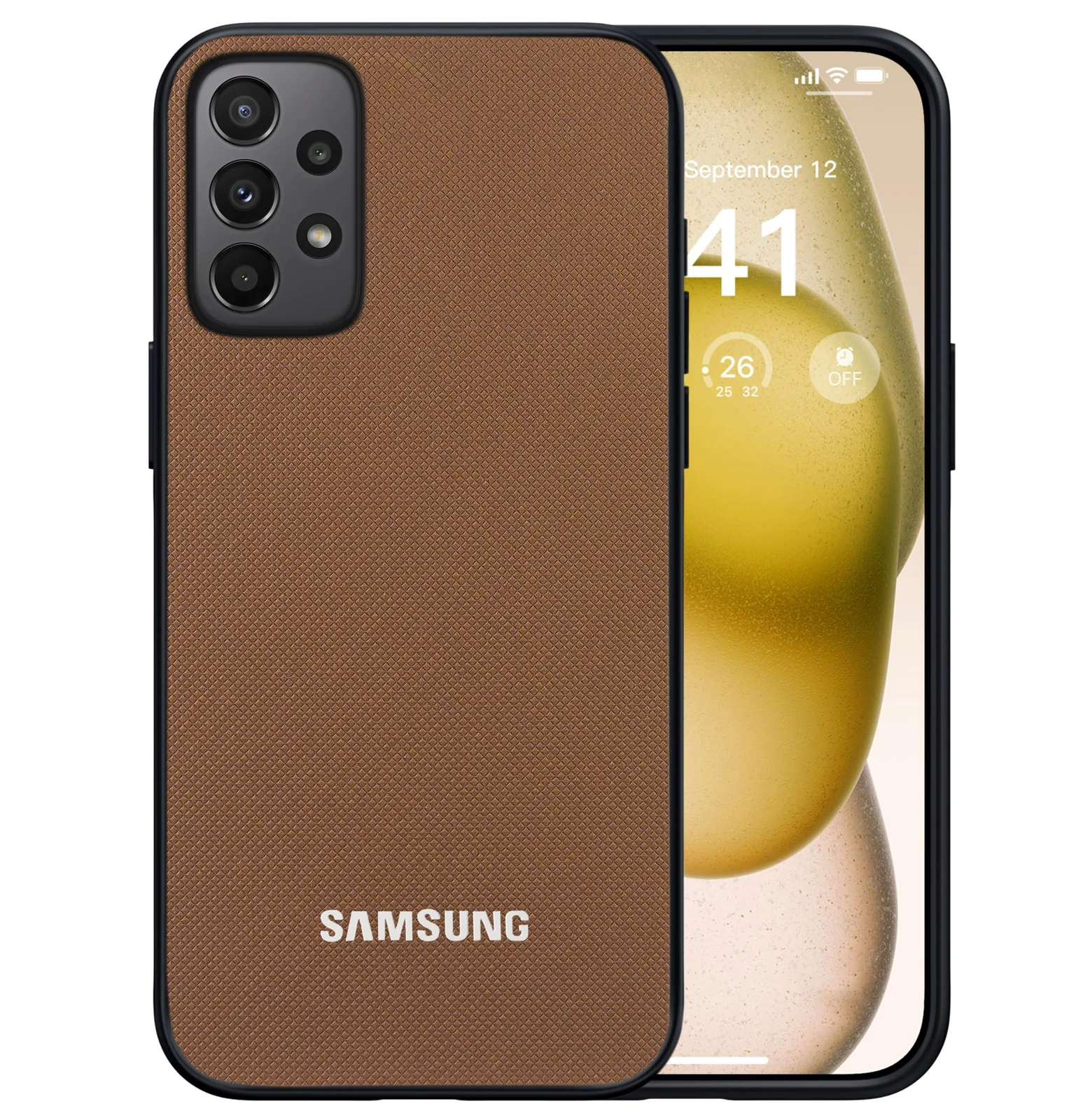 Dl3 Mobilak Compatible with Samsung Galaxy A73 5G Case Dual Layer Heavy Duty Cell Phone Protective Cover Shockproof Rugged with Non-Slip Textured - Brown