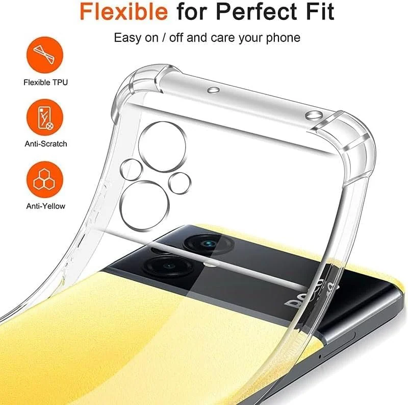 DL3 Mobilak Case Compatible with Xiaomi Poco M5 4G, Cover Silicone TPU Gorilla Anti-shock Protector Camera Shockproof Corners - Clear