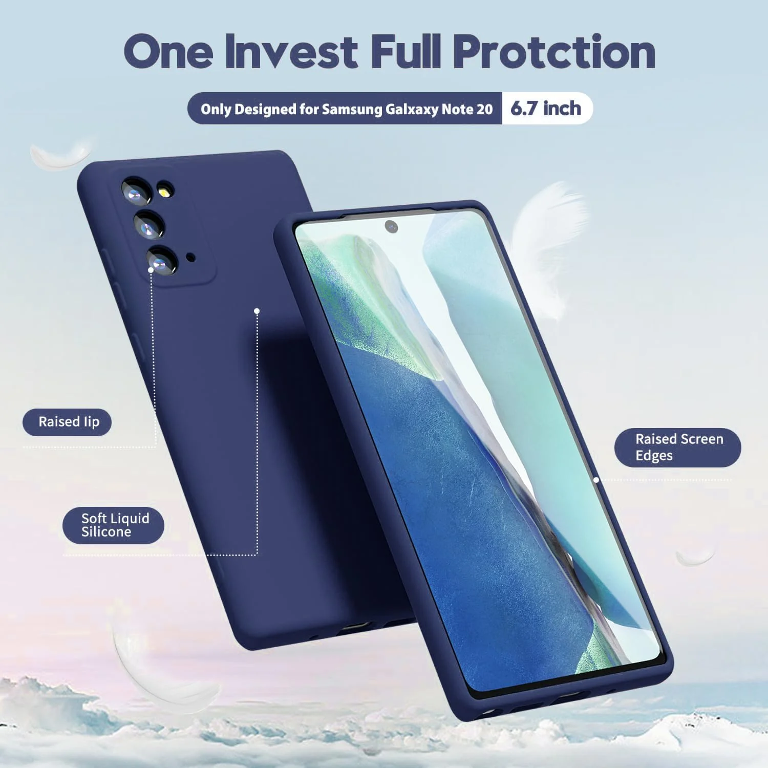 "DL3 Mobilak Liquid Silicone Case for Samsung Galaxy Note 20 5G (6.7""), Shock-absorbing protection, Scratch-resistant surface, Soft microfiber lining - Blue 2"