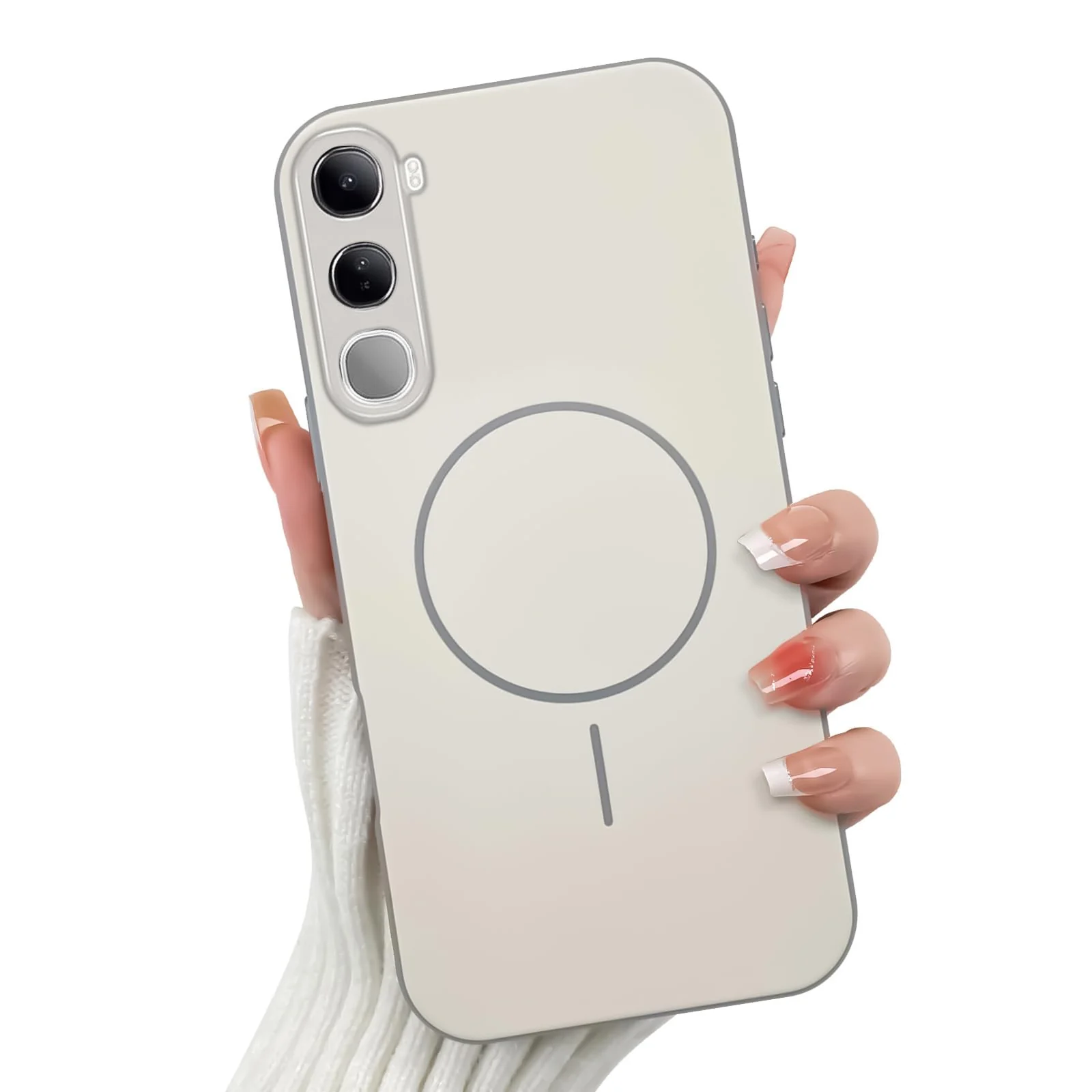 DL3 Mobilak Case For Vivo V40 Lite 4G/5G Slim Design [Not Compatible with MagSafe] Soft Silicone Case Flexible TPU Anti-Scratch Protective Cover with Full Camera Protection - Off-White