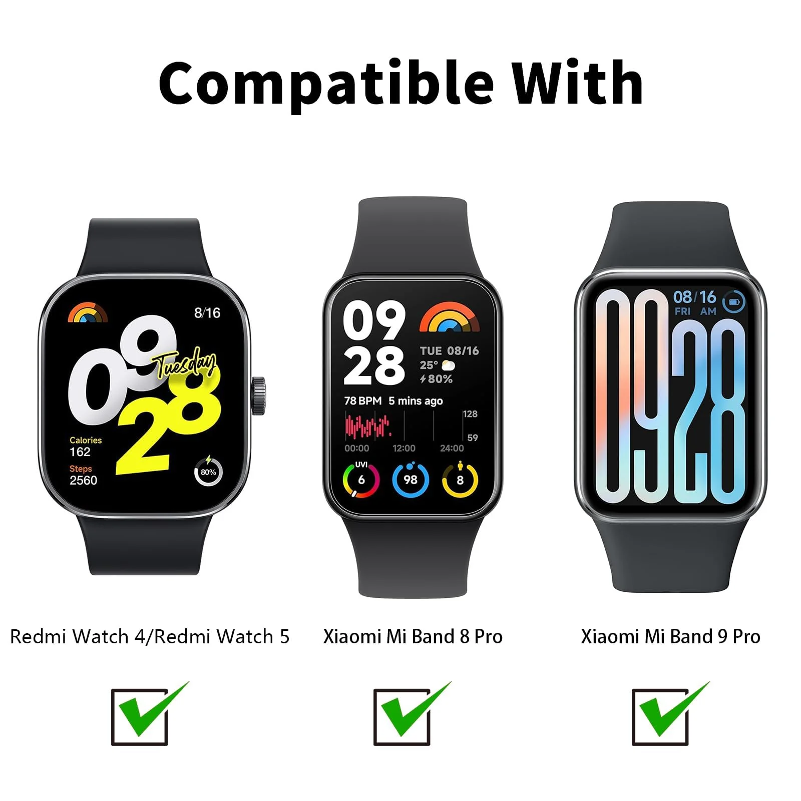 DL3 Mobilak Bracelet for Redmi Watch 4 / Redmi Watch 5 / Xiaomi Smart Band 8 Pro/Xiaomi Smart Band 9 Pro Wristbands for Men Women, Silicone Strap, Waterproof Sports Replacement Strap - Black